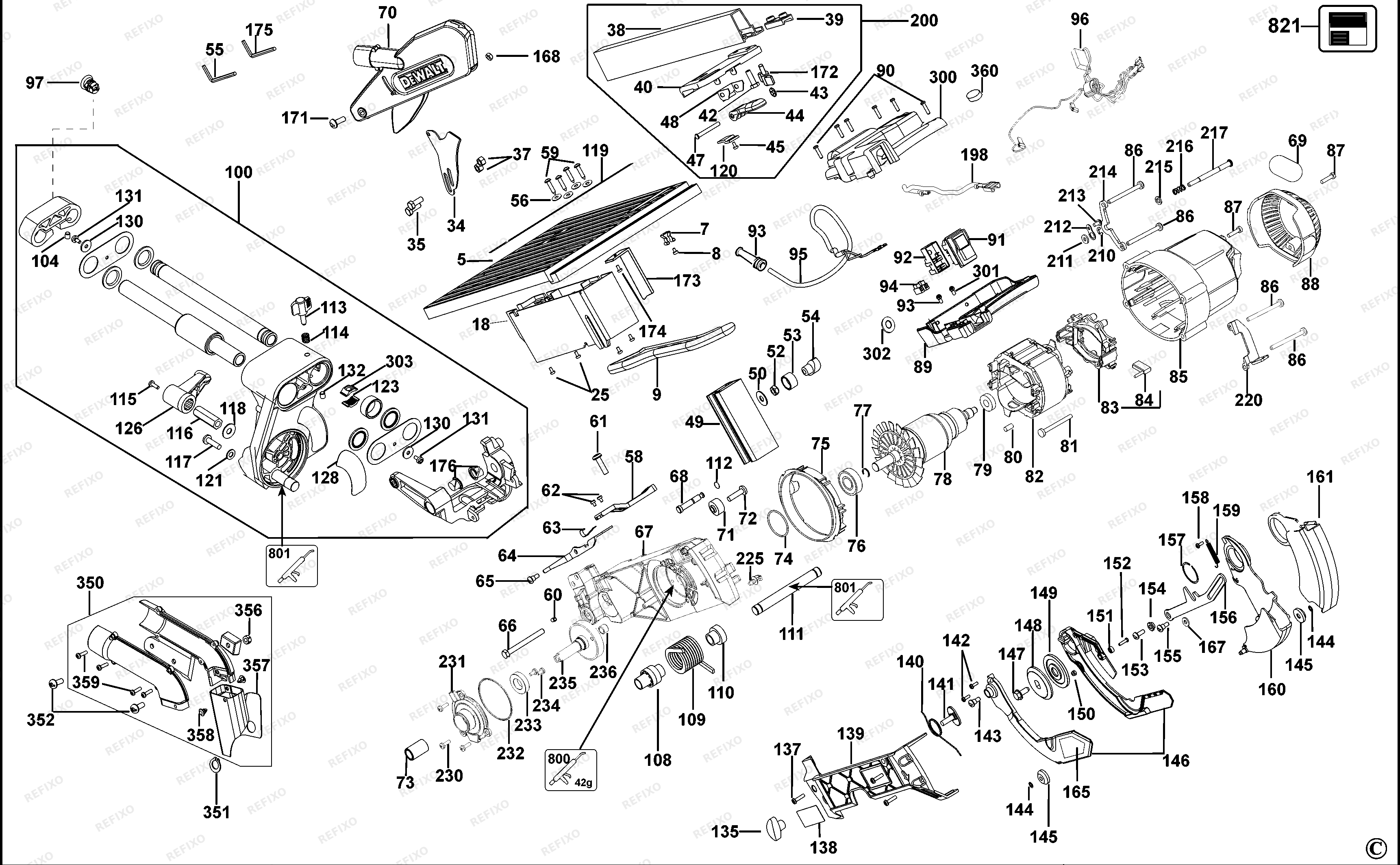 Деталировка DeWalt D27112 — схема запчастей в разборе