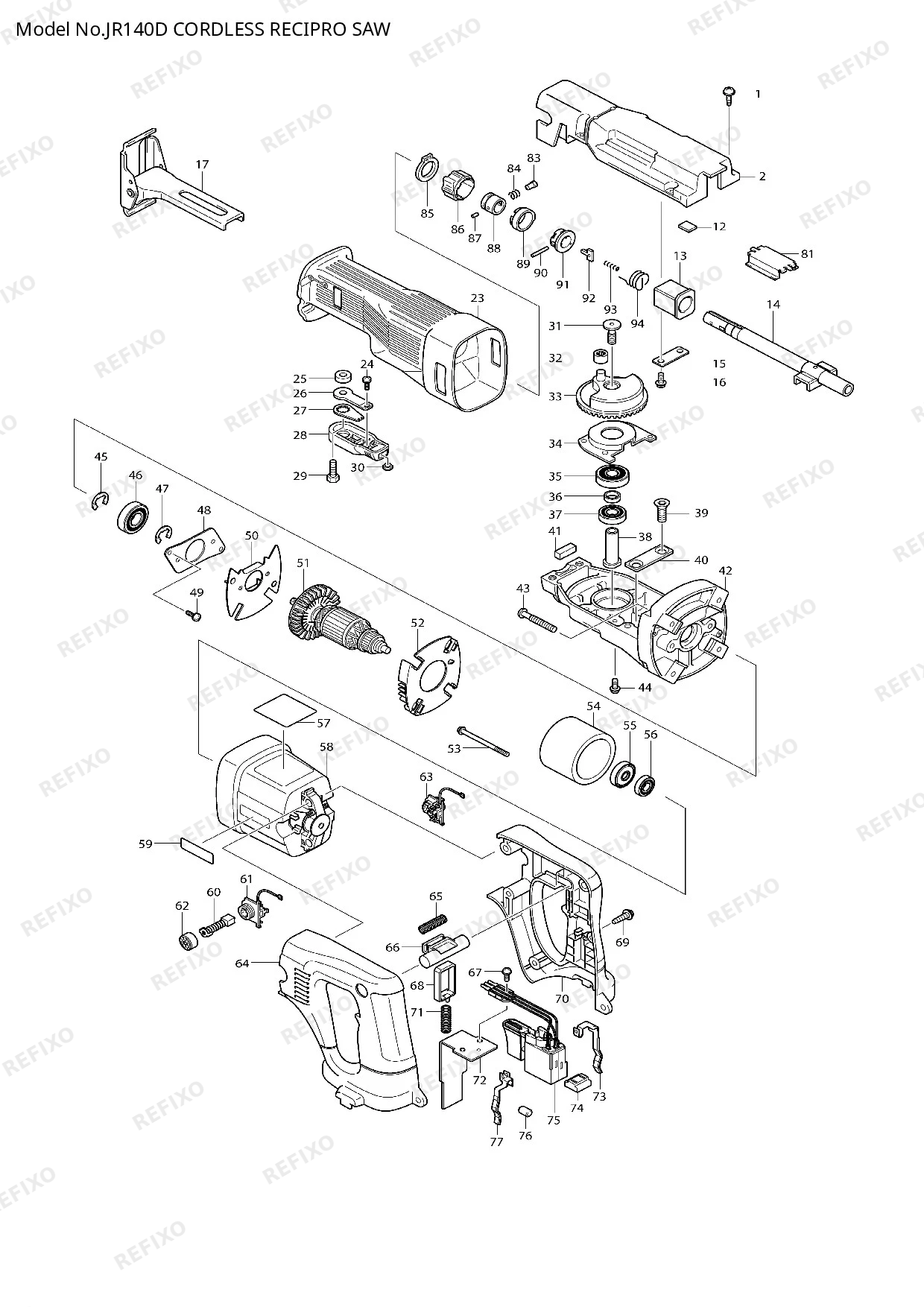 Деталировка MAKITA JR140D — схема запчастей в разборе
