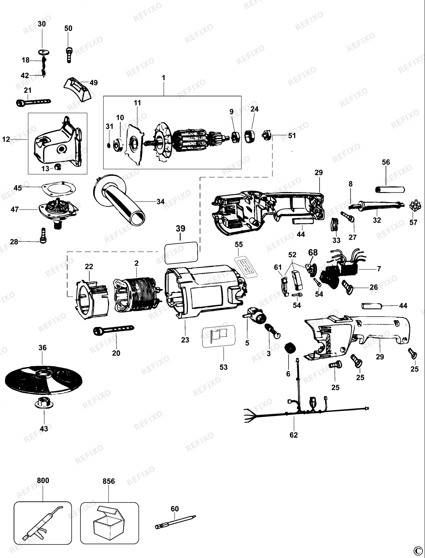 Деталировка DeWalt DW849-LX TYPE 3 POLIERER DW849-LX DW849 — схема запчастей в разборе