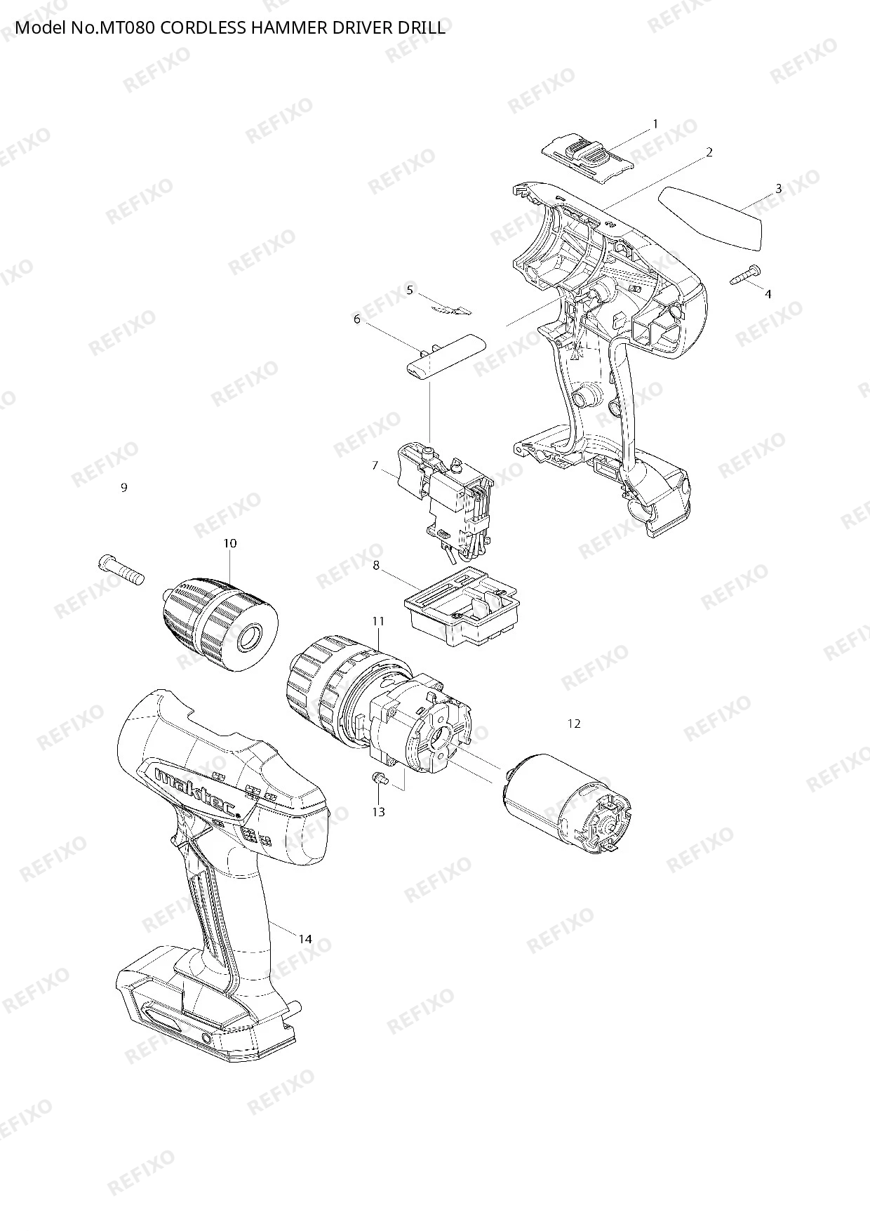 Деталировка MAKITA MT080 — схема запчастей в разборе