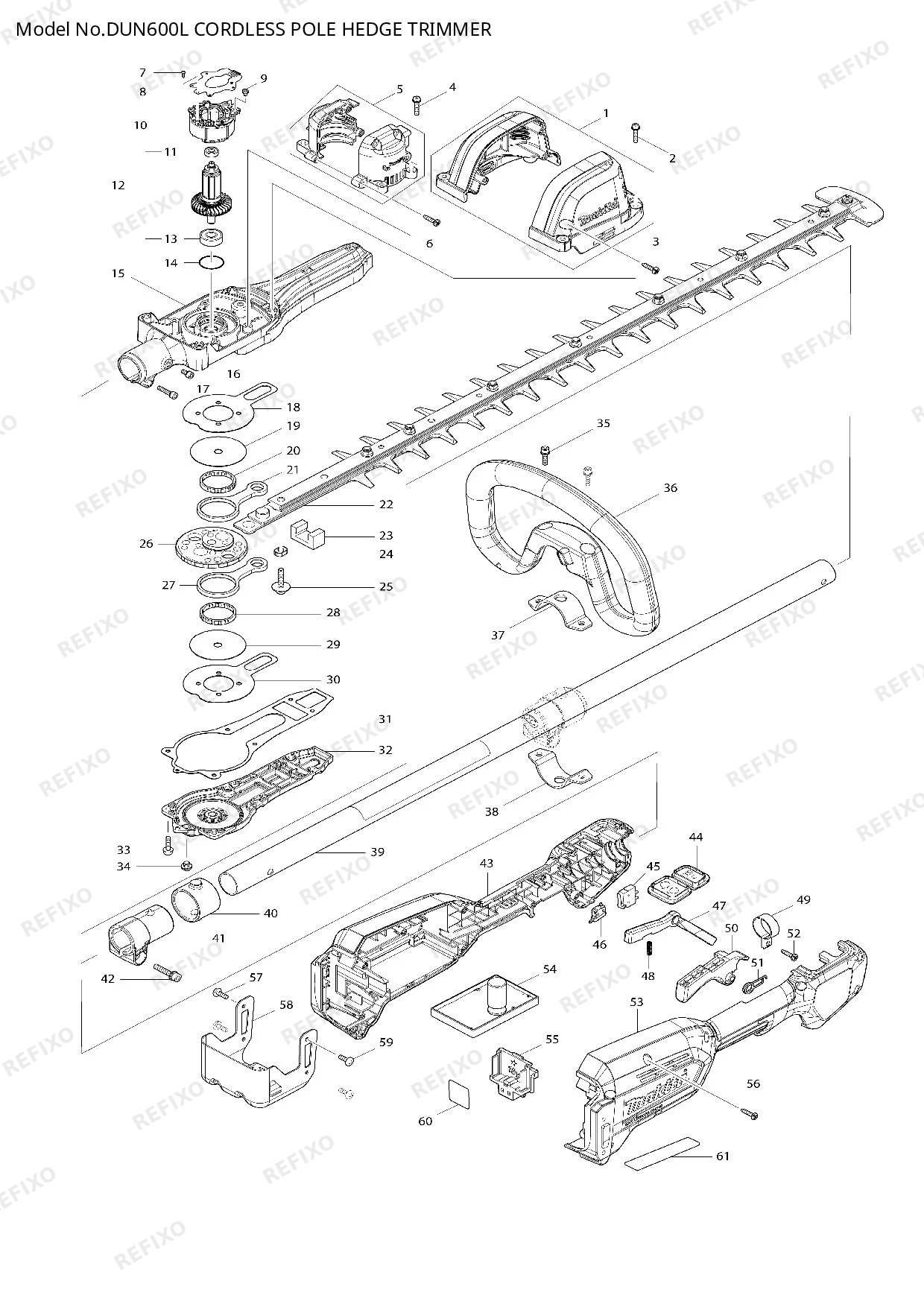 Деталировка MAKITA DUN600L — схема запчастей в разборе