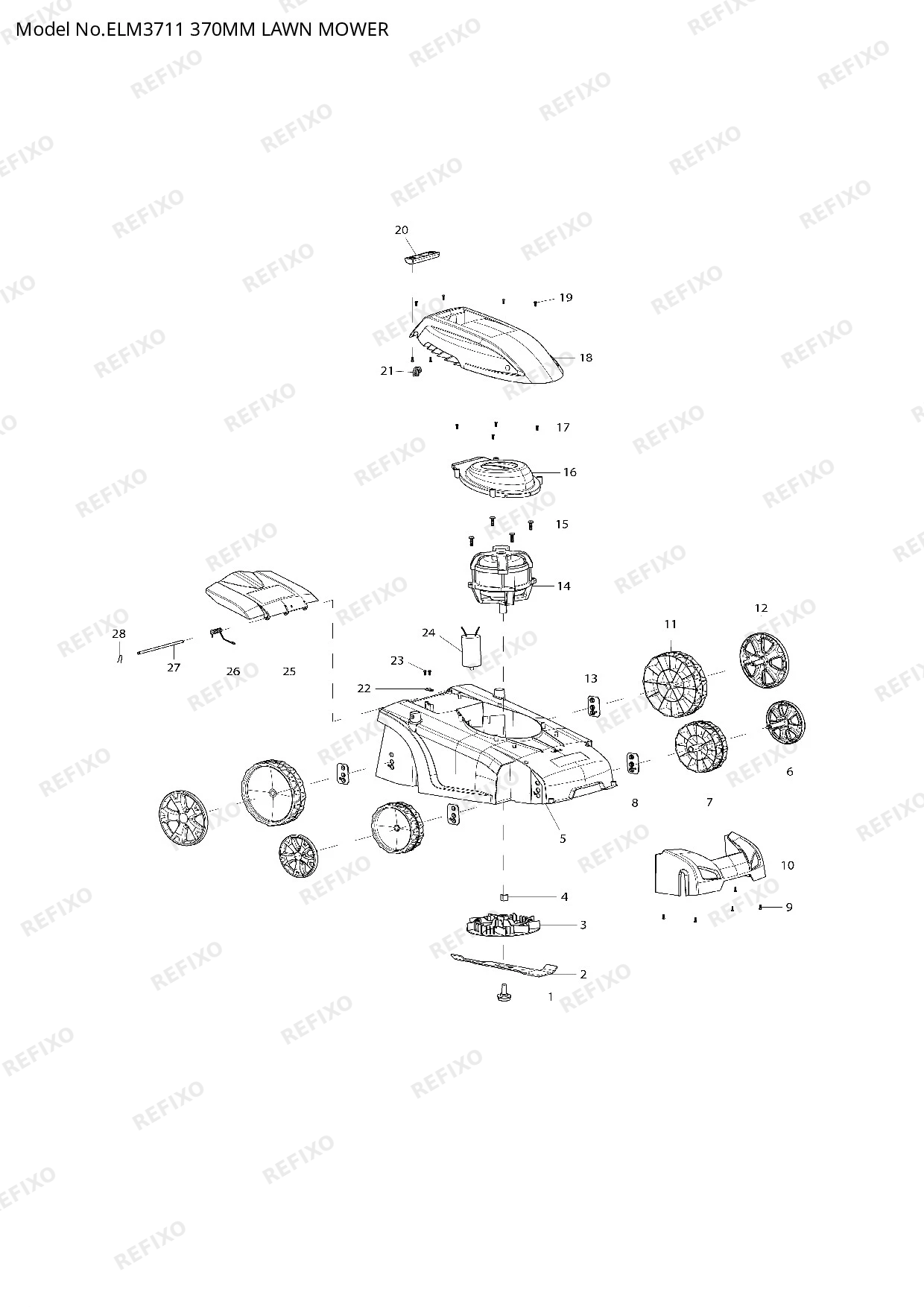 Деталировка MAKITA ELM3711 — схема запчастей в разборе