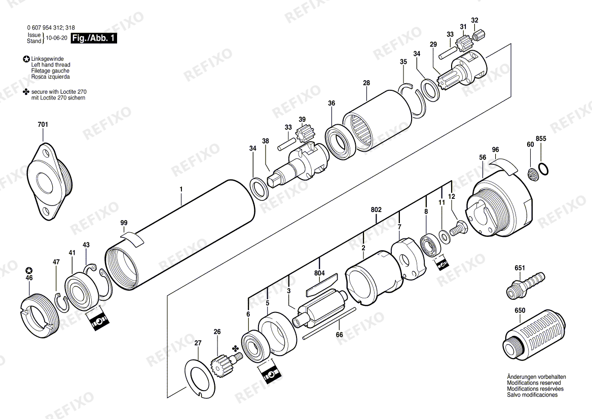 Деталировка Bosch Einbaumotor 120 WATT-SERIE (0 607 954 318) — схема запчастей в разборе