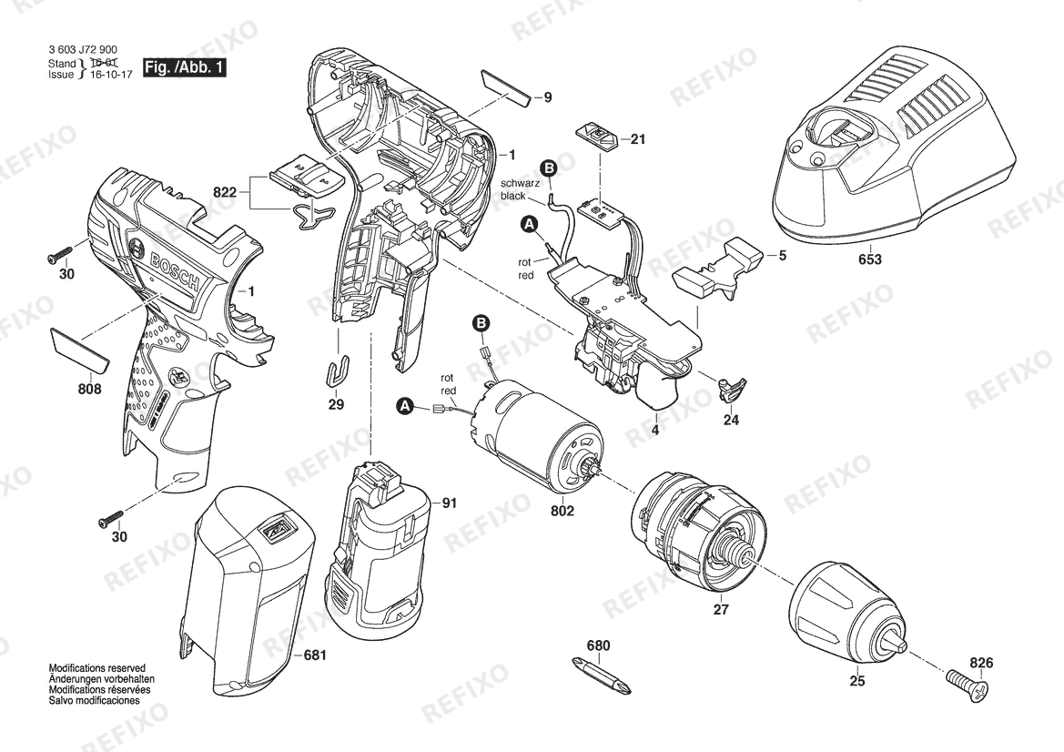 Деталировка Bosch Аккумуляторный шуруповёрт PSR 10.8 LI-2 | 10.8 V | 001 - EU (3 603 J72 902) — схема запчастей в разборе