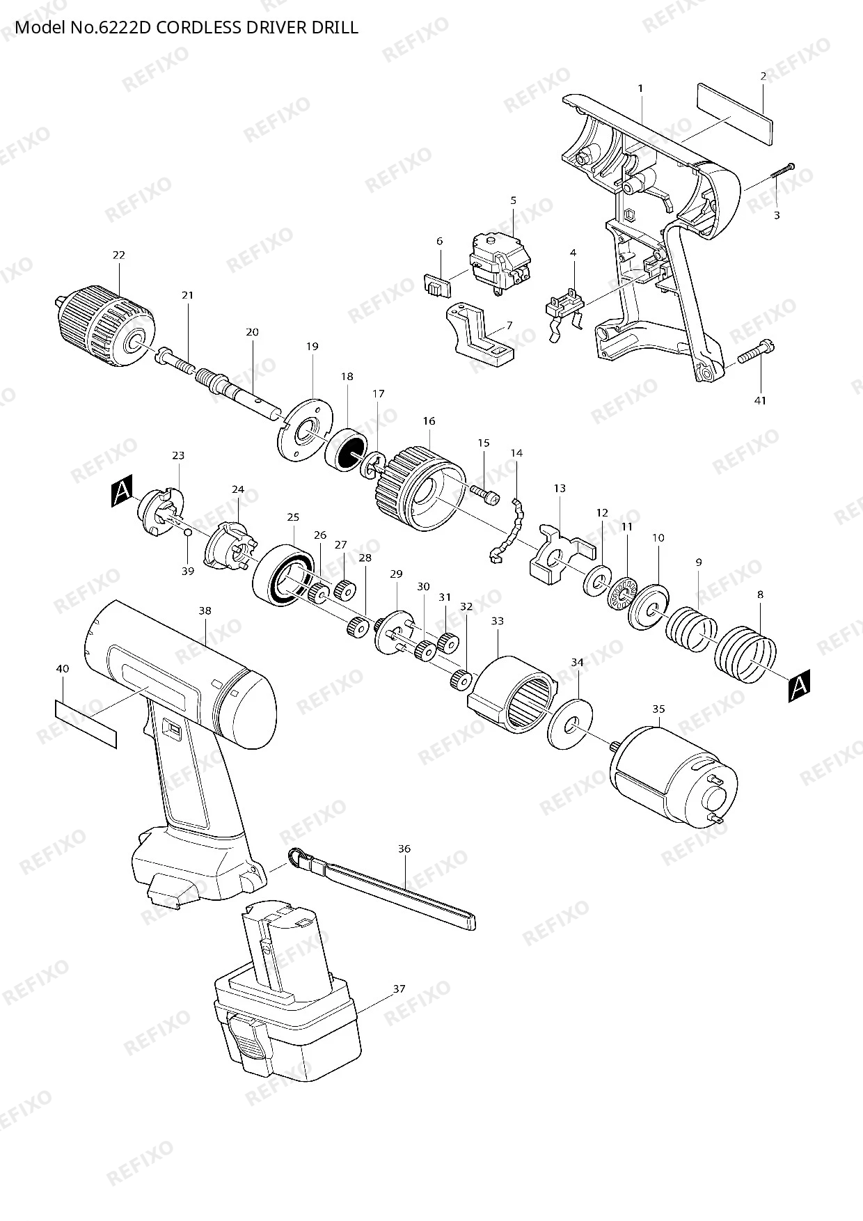 Деталировка MAKITA 6222D — схема запчастей в разборе