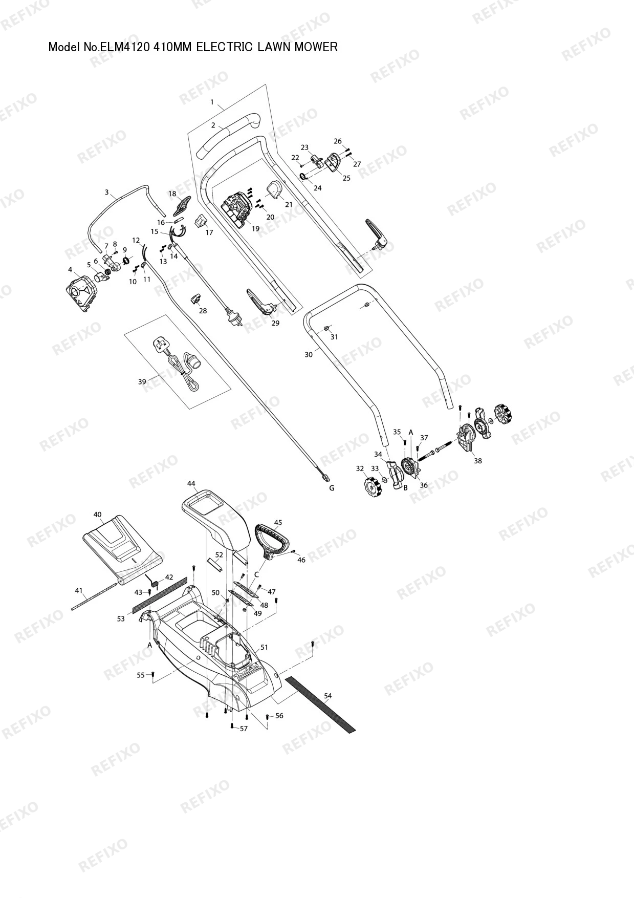 Деталировка MAKITA ELM4120 — схема запчастей в разборе