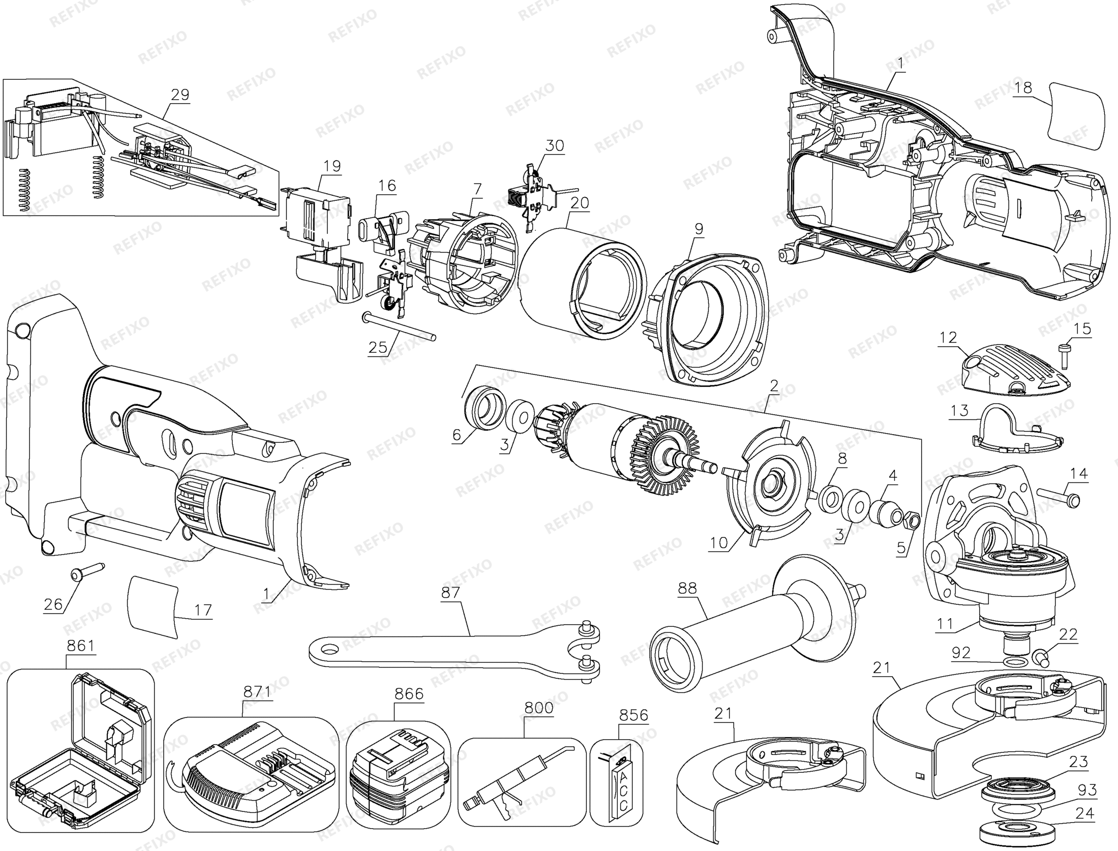 Деталировка DeWalt DC413K-XJ TYPE 1 28V BARE NANO SAG IN KIT DC413K-XJ DC413K — схема запчастей в разборе