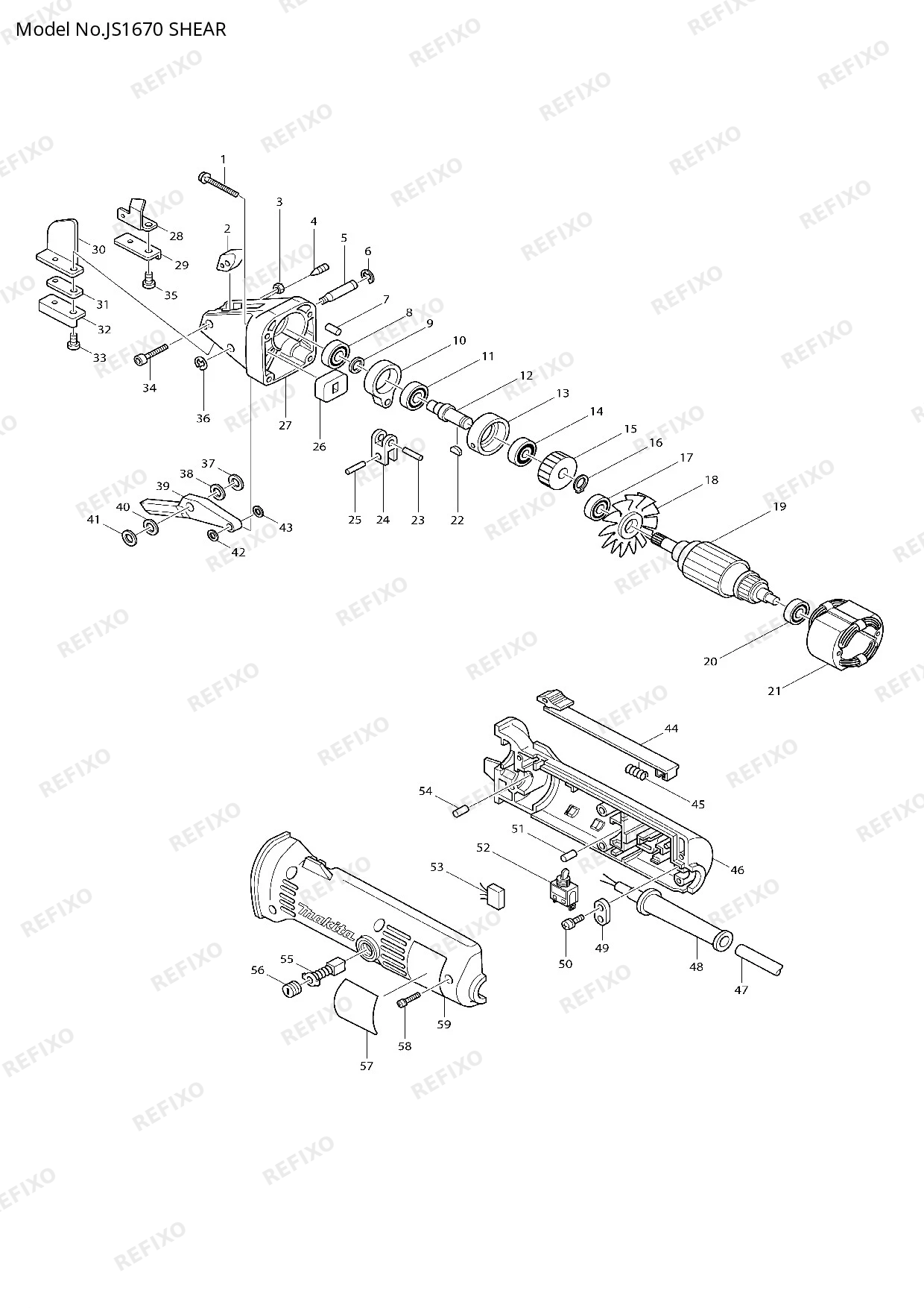 Деталировка MAKITA JS1670 — схема запчастей в разборе