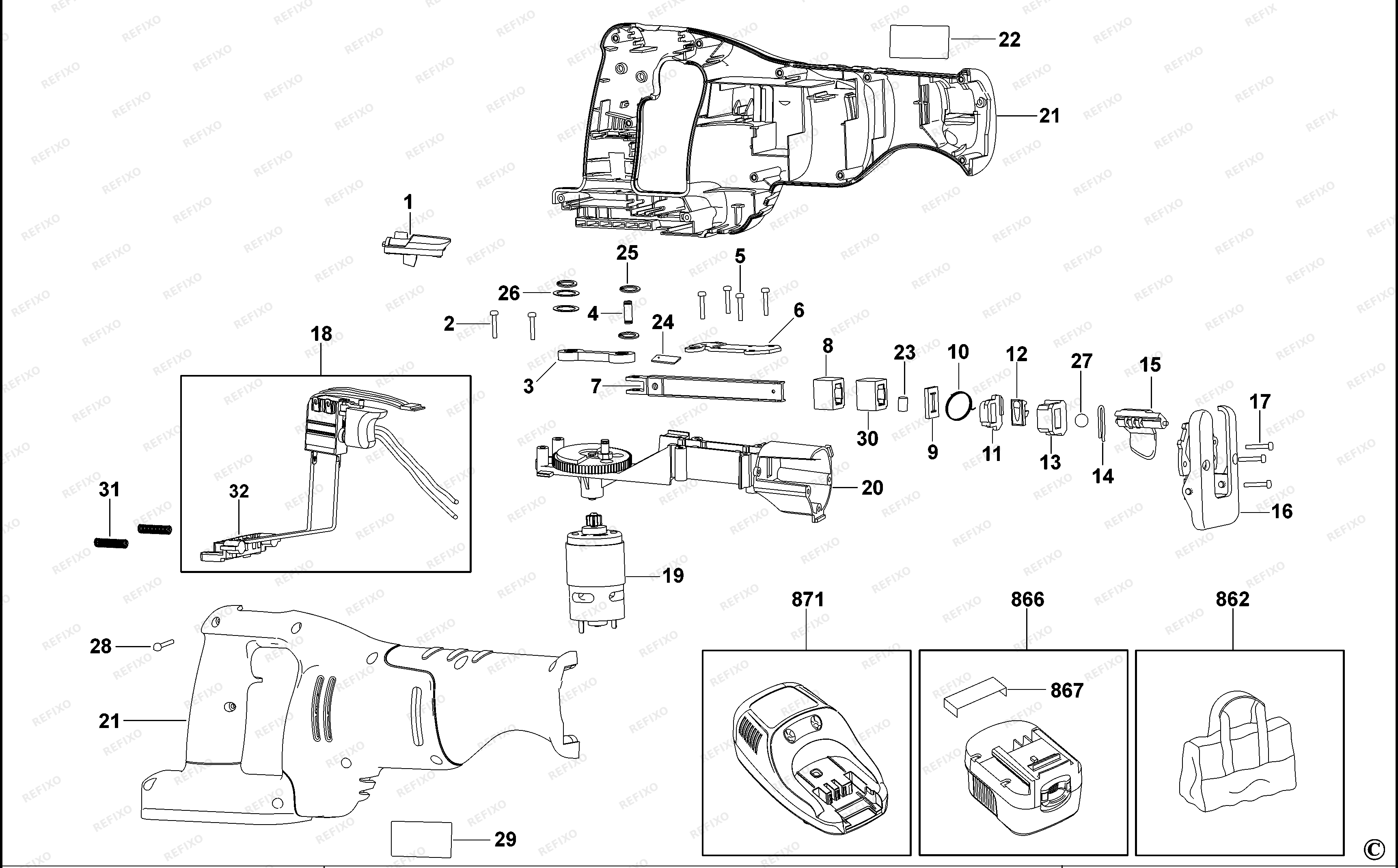 Black&Decker САБЕЛЬНАЯ ПИЛА FS1800RS — схема запчастей