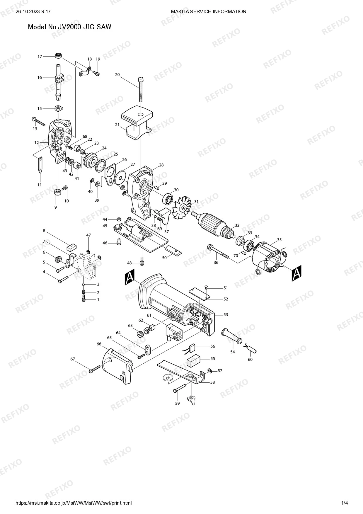 Деталировка MAKITA JV2000 — схема запчастей в разборе