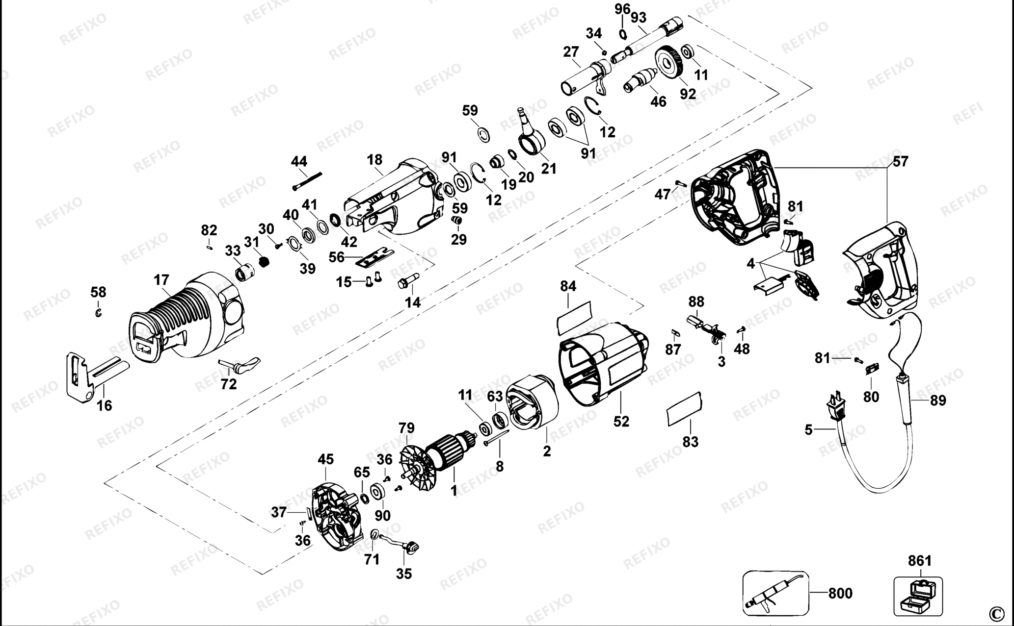 Деталировка DeWalt DW311-LX TYPE 2 DREHBLATTSTICHSAGE DW311-LX DW311 — схема запчастей в разборе