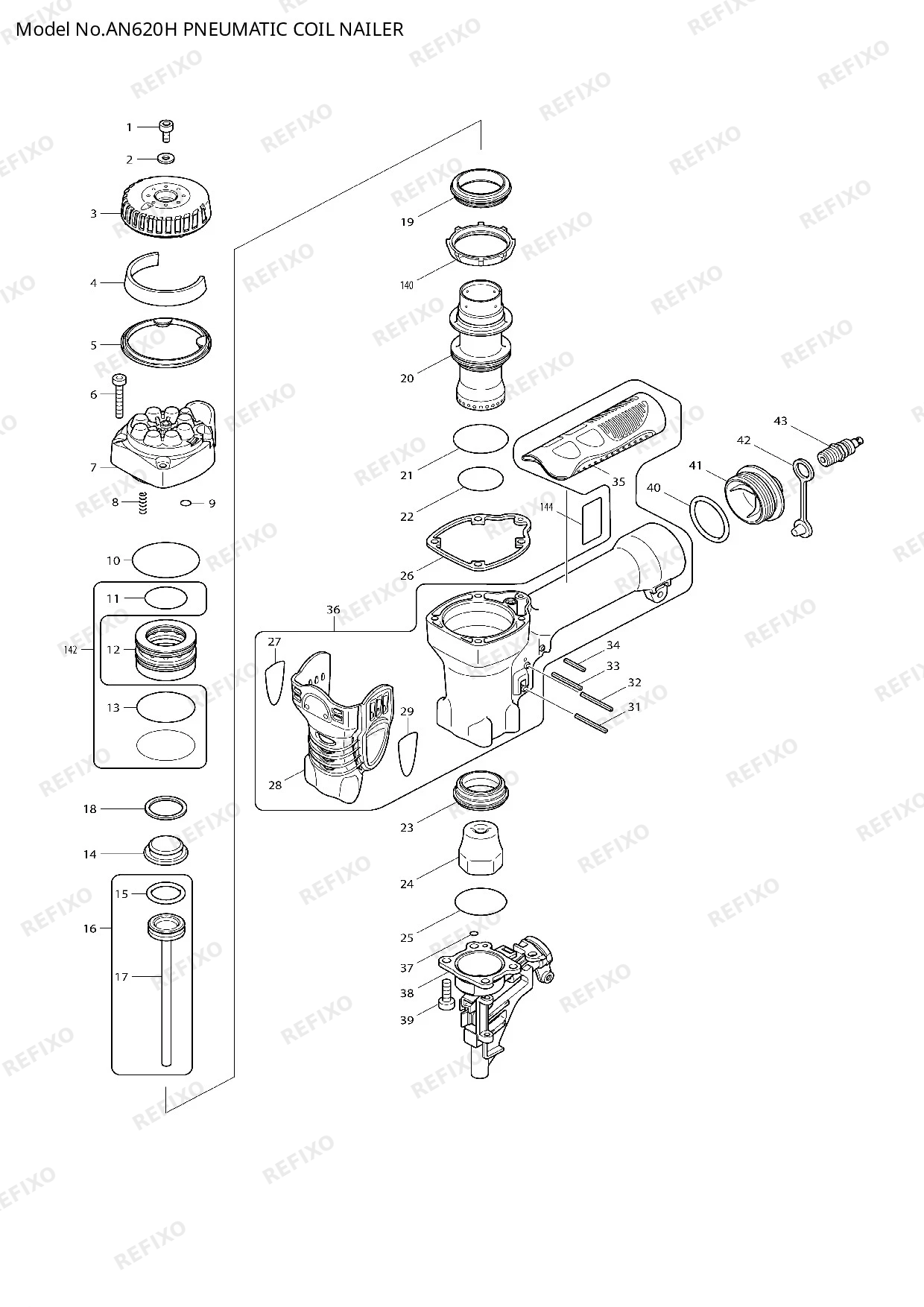 Деталировка MAKITA AN620H — схема запчастей в разборе