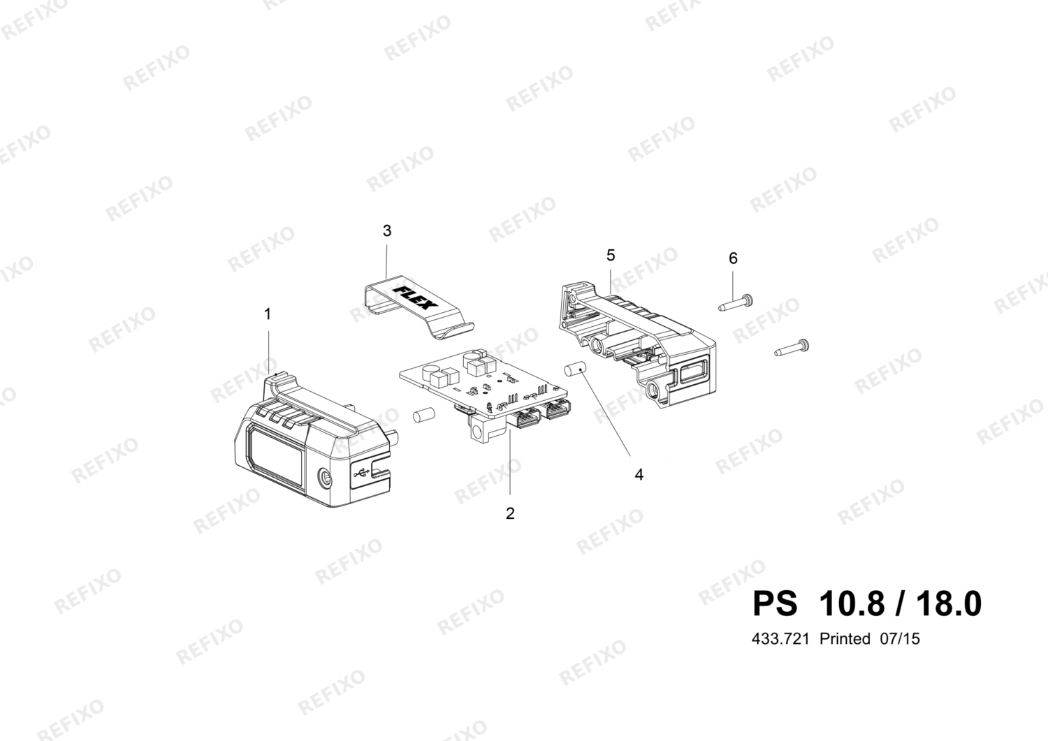 Деталировка Flex PS 108180 - Akkuadapter 417971 — схема запчастей в разборе
