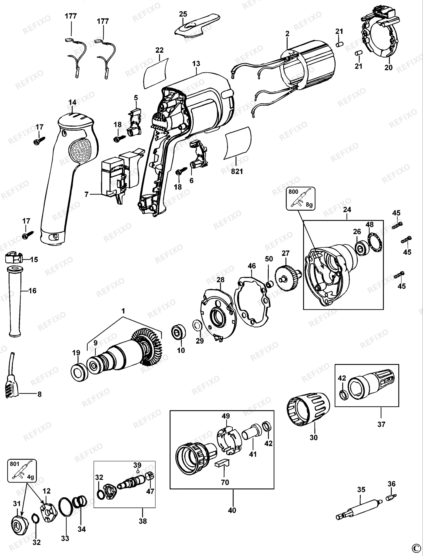 Деталировка DeWalt DW256-XJ TYPE 5 SCHRAUBENDREHER DW256-XJ DW256 — схема запчастей в разборе