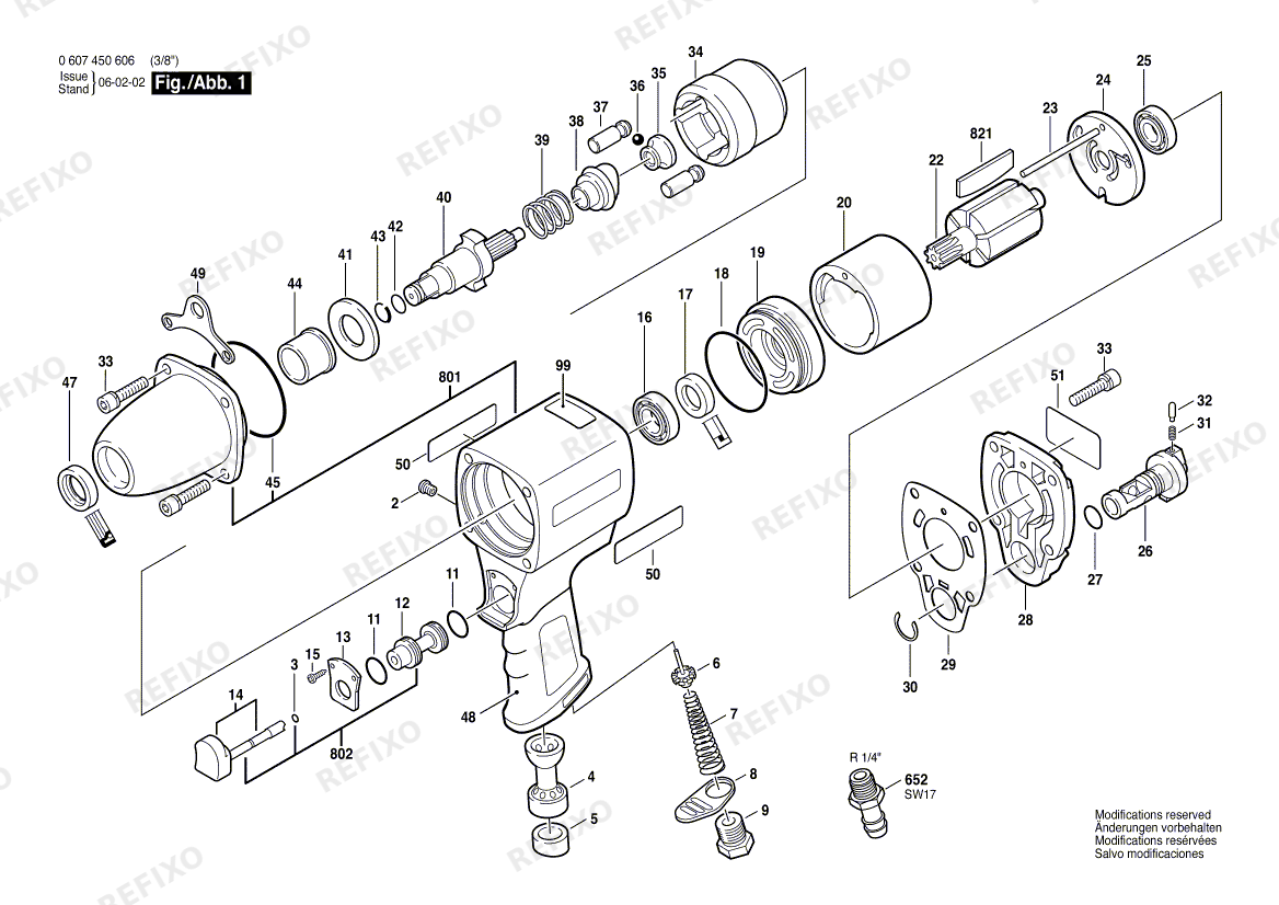 Деталировка Bosch Schlagschrauber DDS 3/8" UT R-8055 (0 607 450 606) — схема запчастей в разборе