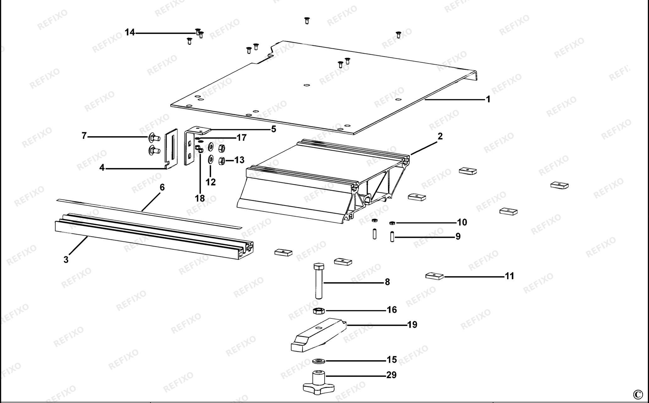 Деталировка DeWalt D271058-XJ TYPE 1 AUSZIEHTISCH D271058-XJ D271058 — схема запчастей в разборе