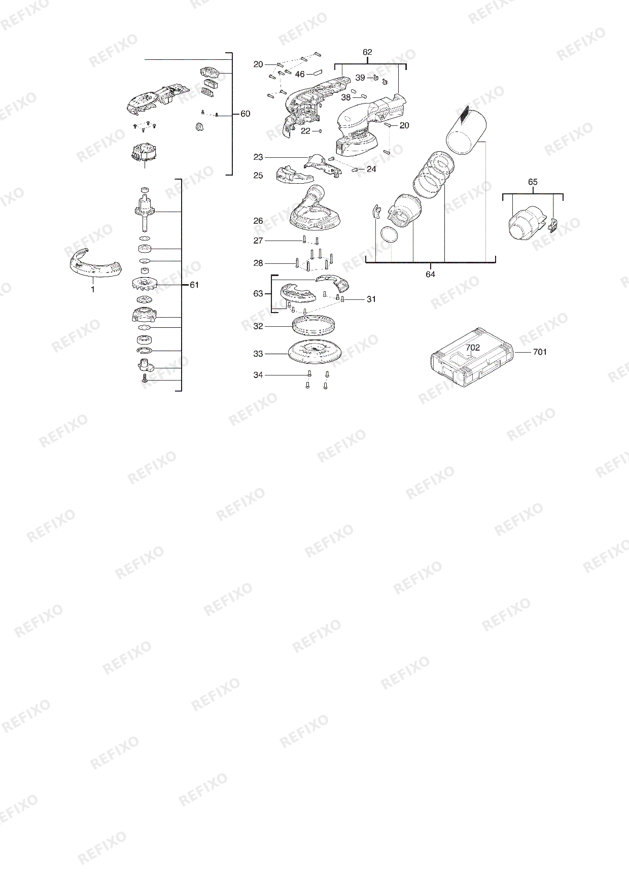 Деталировка MILWAUKEE M18FROS125 502X 4933498254 4000503910 — схема запчастей в разборе