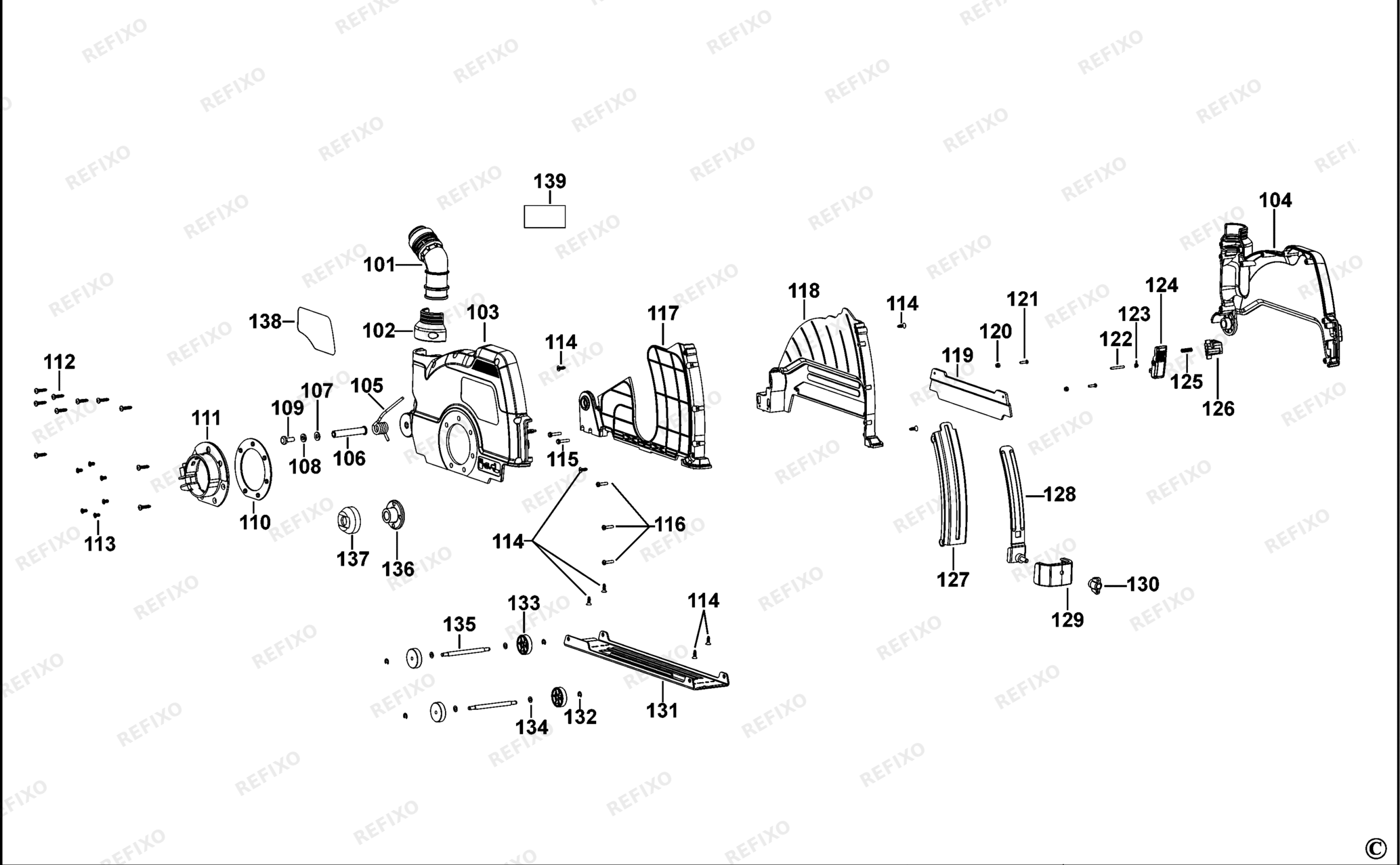 Деталировка DeWalt DWE46229-XJ TYPE 1 STAUBFÄNGER DWE46229-XJ DWE46229 — схема запчастей в разборе