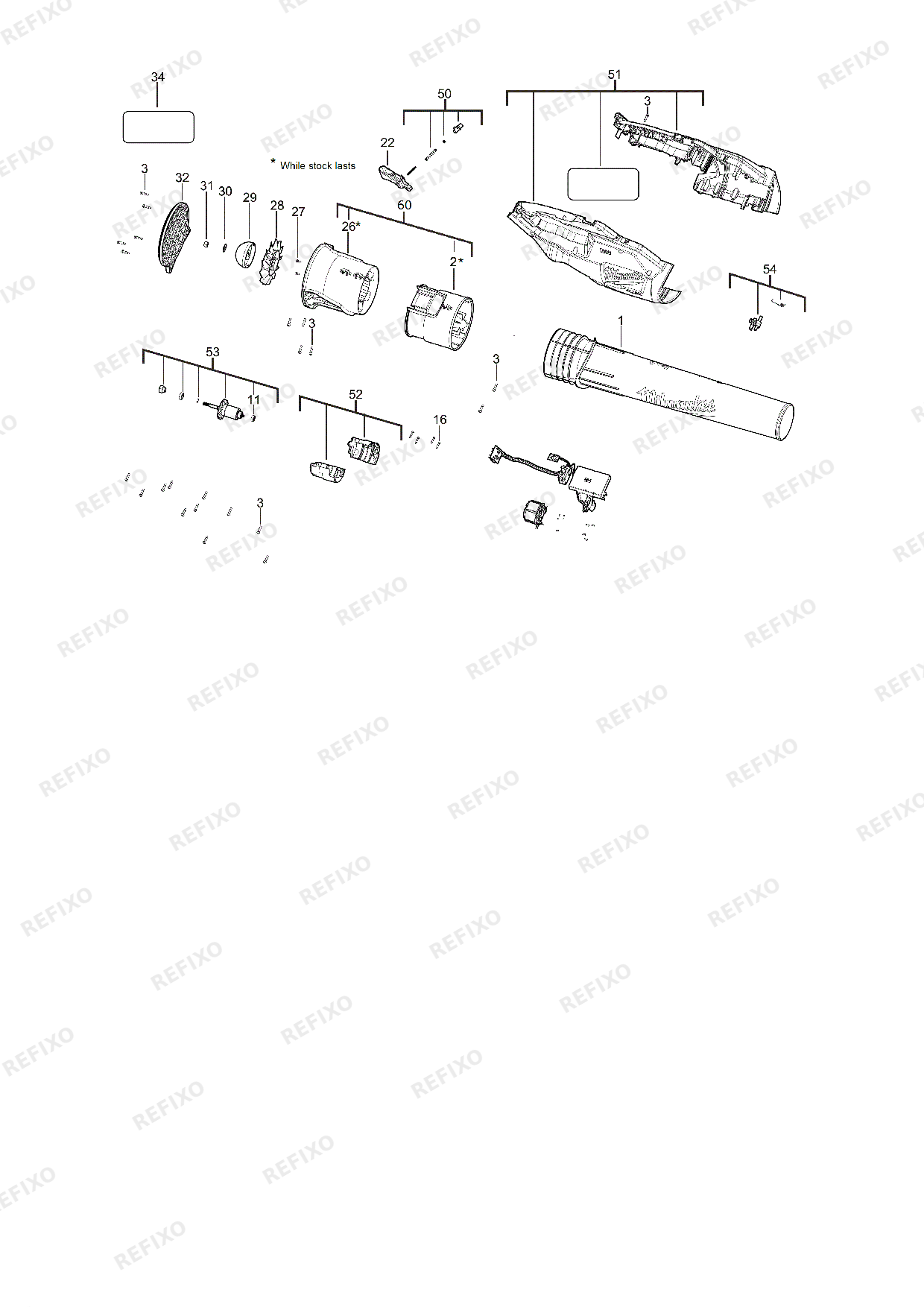 Деталировка MILWAUKEE M18FBL 0 4933459825 4000467055 — схема запчастей в разборе