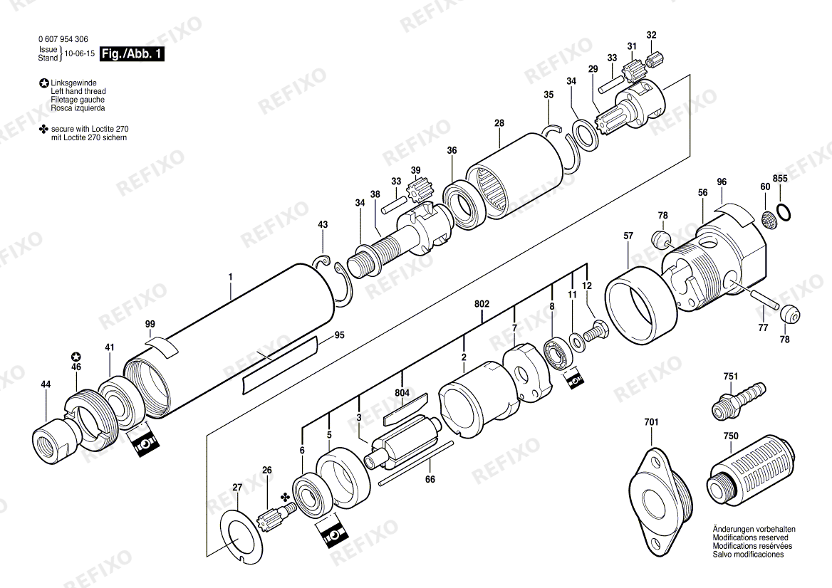 Деталировка Bosch Einbaumotor 120 WATT-SERIE (0 607 954 306) — схема запчастей в разборе