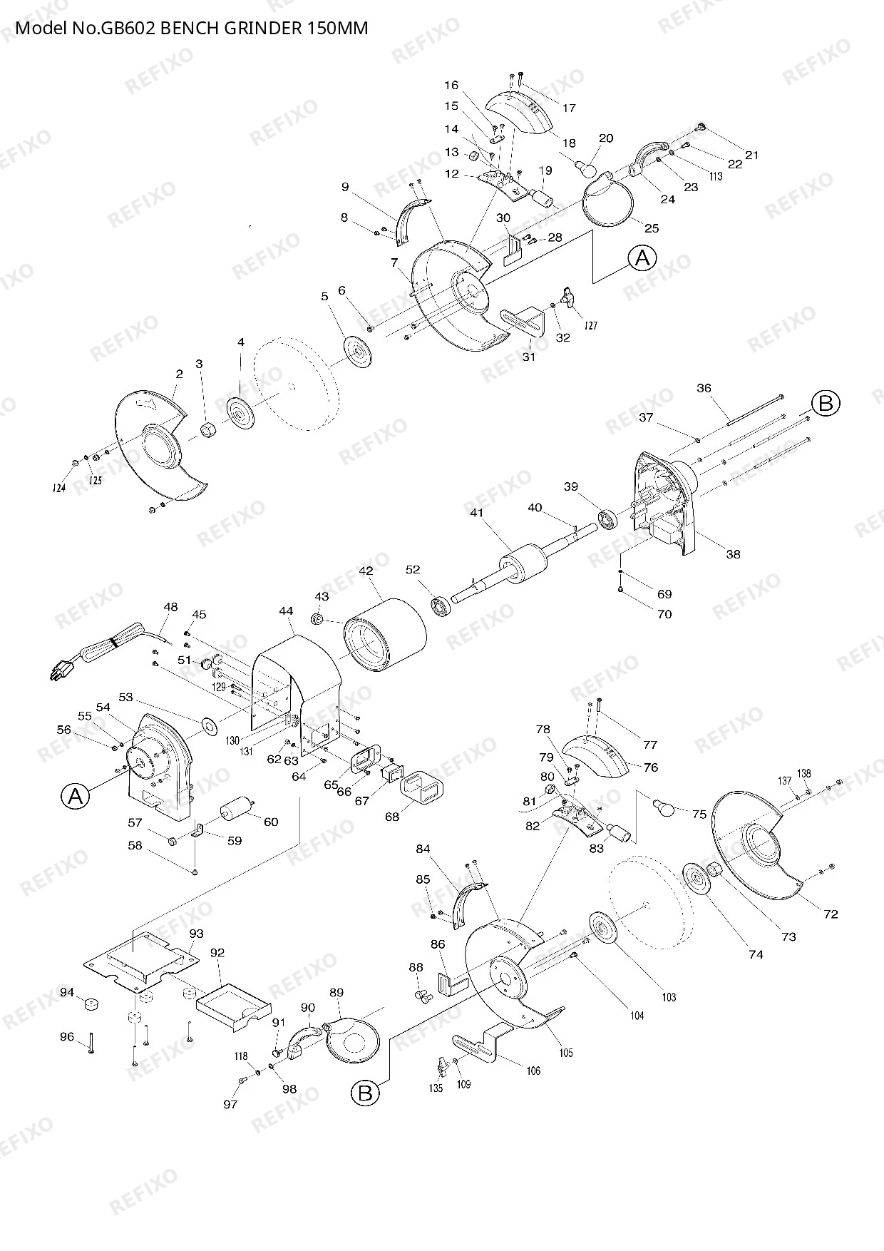 Деталировка MAKITA GB602 — схема запчастей в разборе