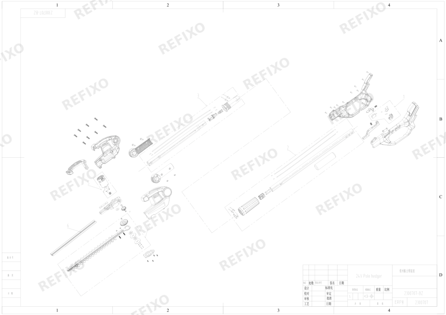 Деталировка Greenworks 2300707 Exploded view — схема запчастей в разборе