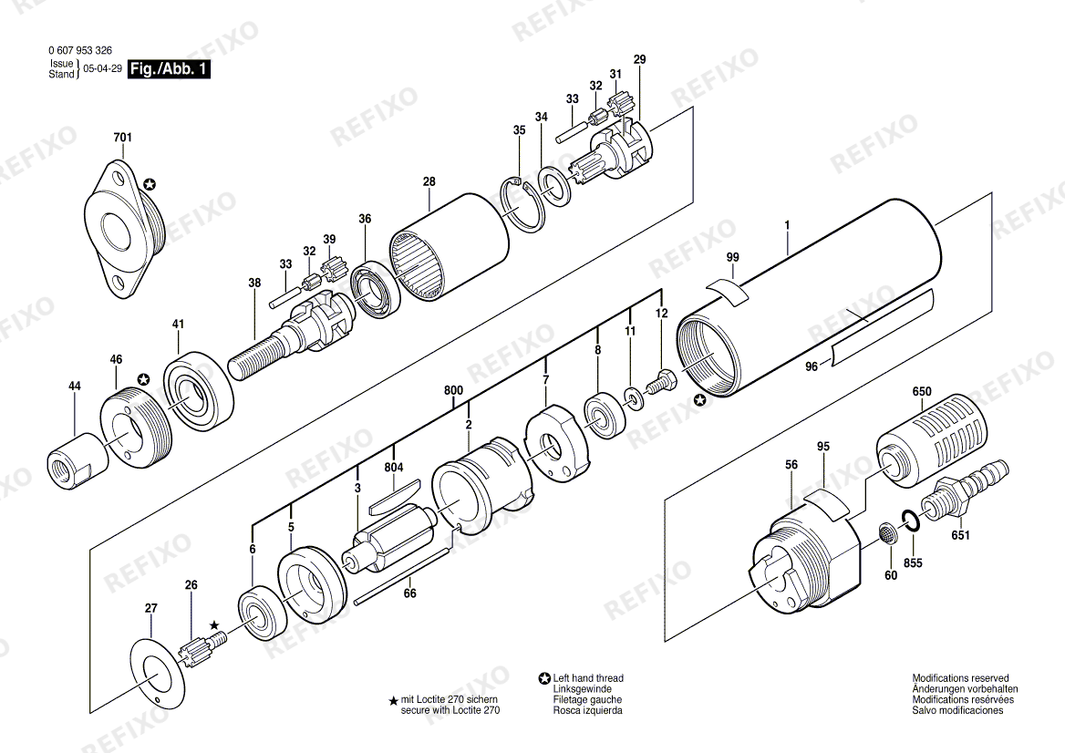 Деталировка Bosch Einbaumotor 180 WATT-SERIE (0 607 953 326) — схема запчастей в разборе