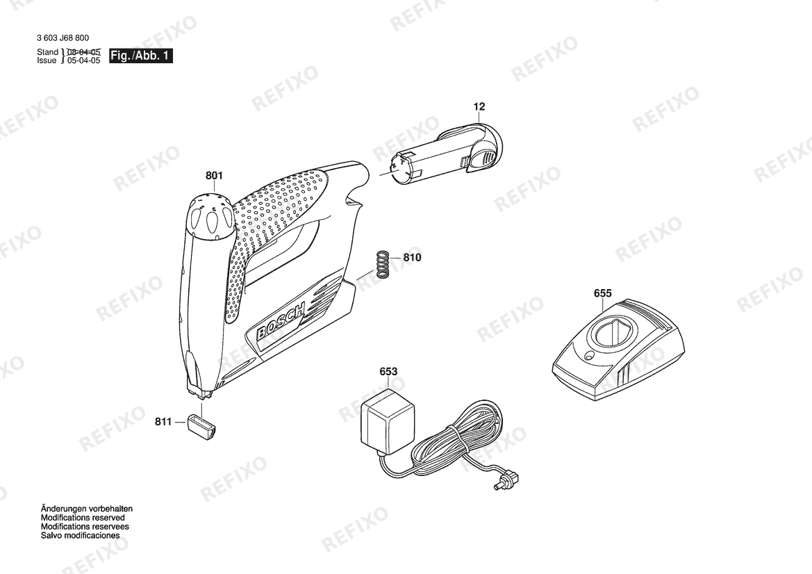 Деталировка Bosch Tacker PTK 3.6 V | 3.6 V | 001 - EU (3 603 J68 800) — схема запчастей в разборе