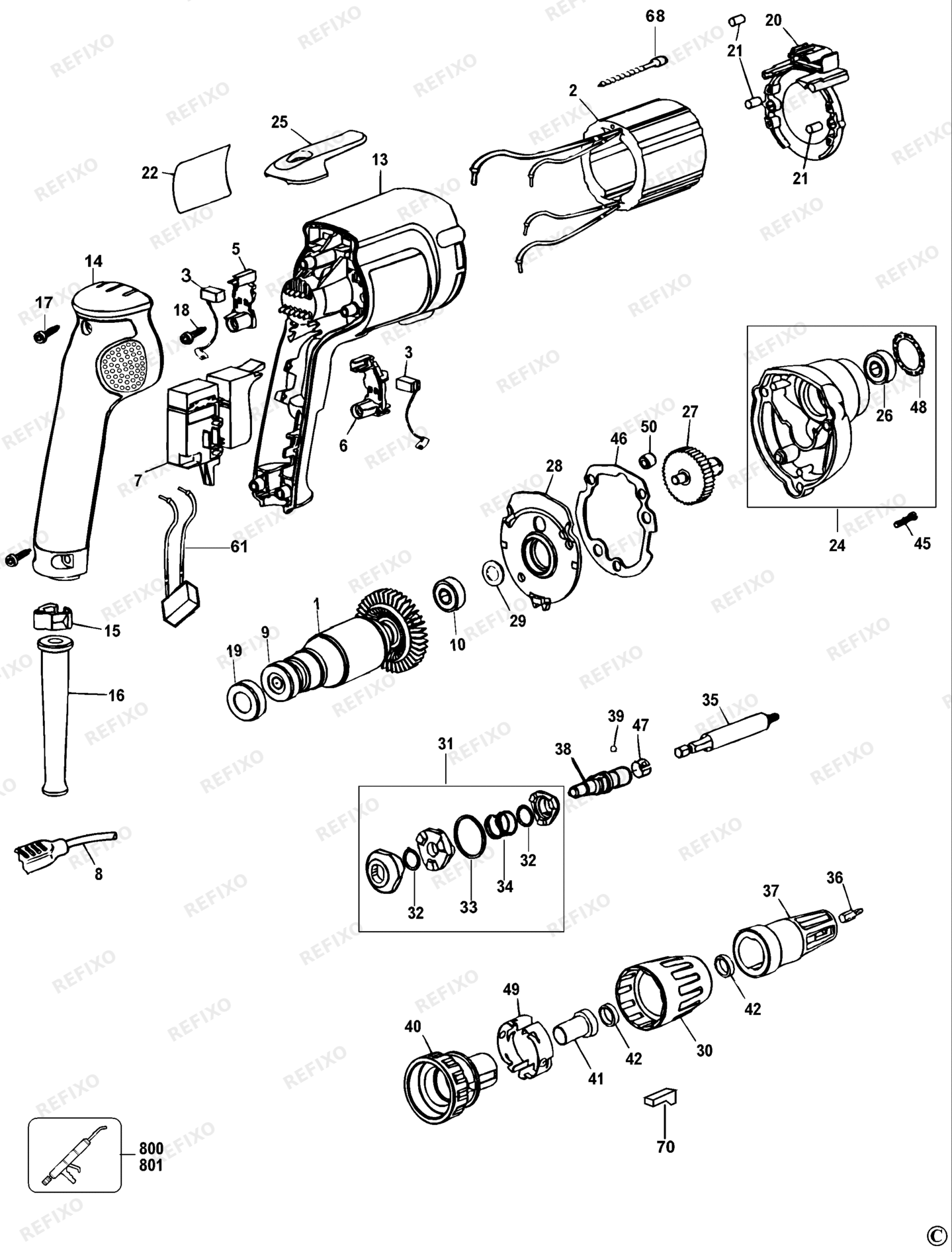 Деталировка DeWalt DW274KN-QS TYPE 3 SCHRAUBENDREHER DW274KN-QS DW274KN — схема запчастей в разборе