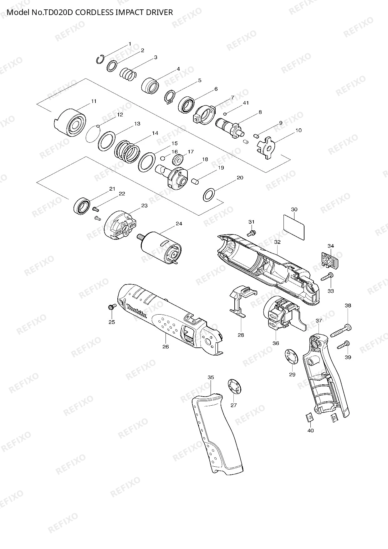 Деталировка MAKITA TD020D — схема запчастей в разборе