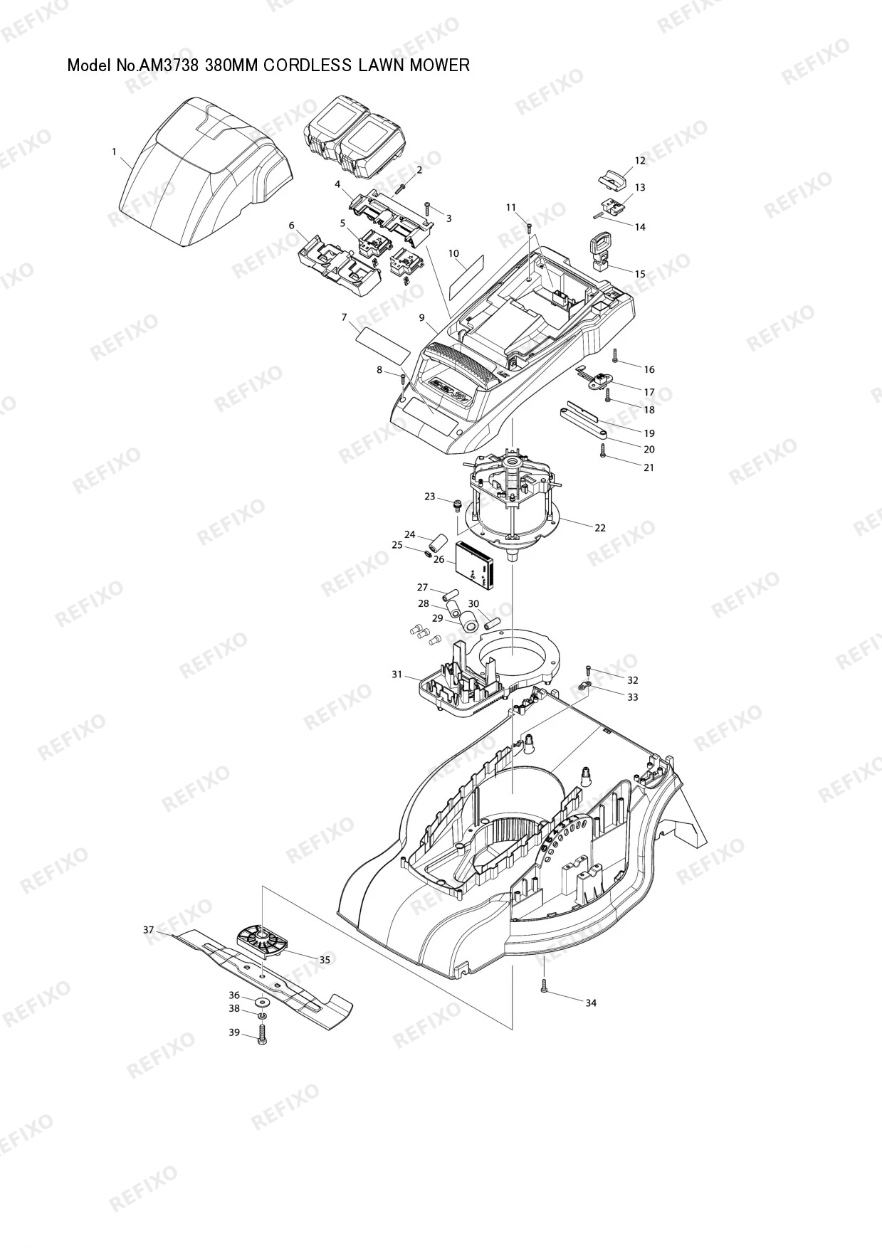 Деталировка MAKITA AM 3738 — схема запчастей в разборе