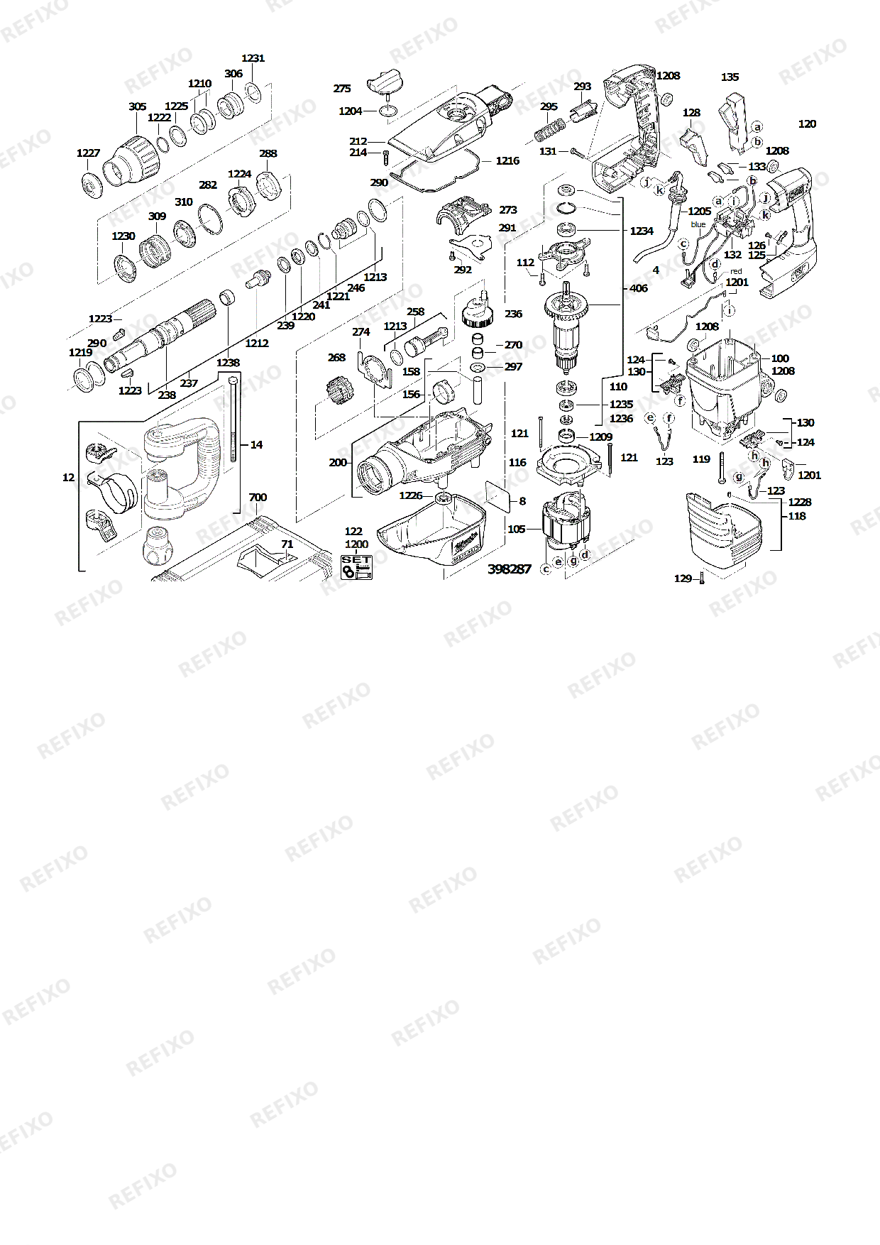 Деталировка MILWAUKEE K500S 4933398220 4000398221 — схема запчастей в разборе