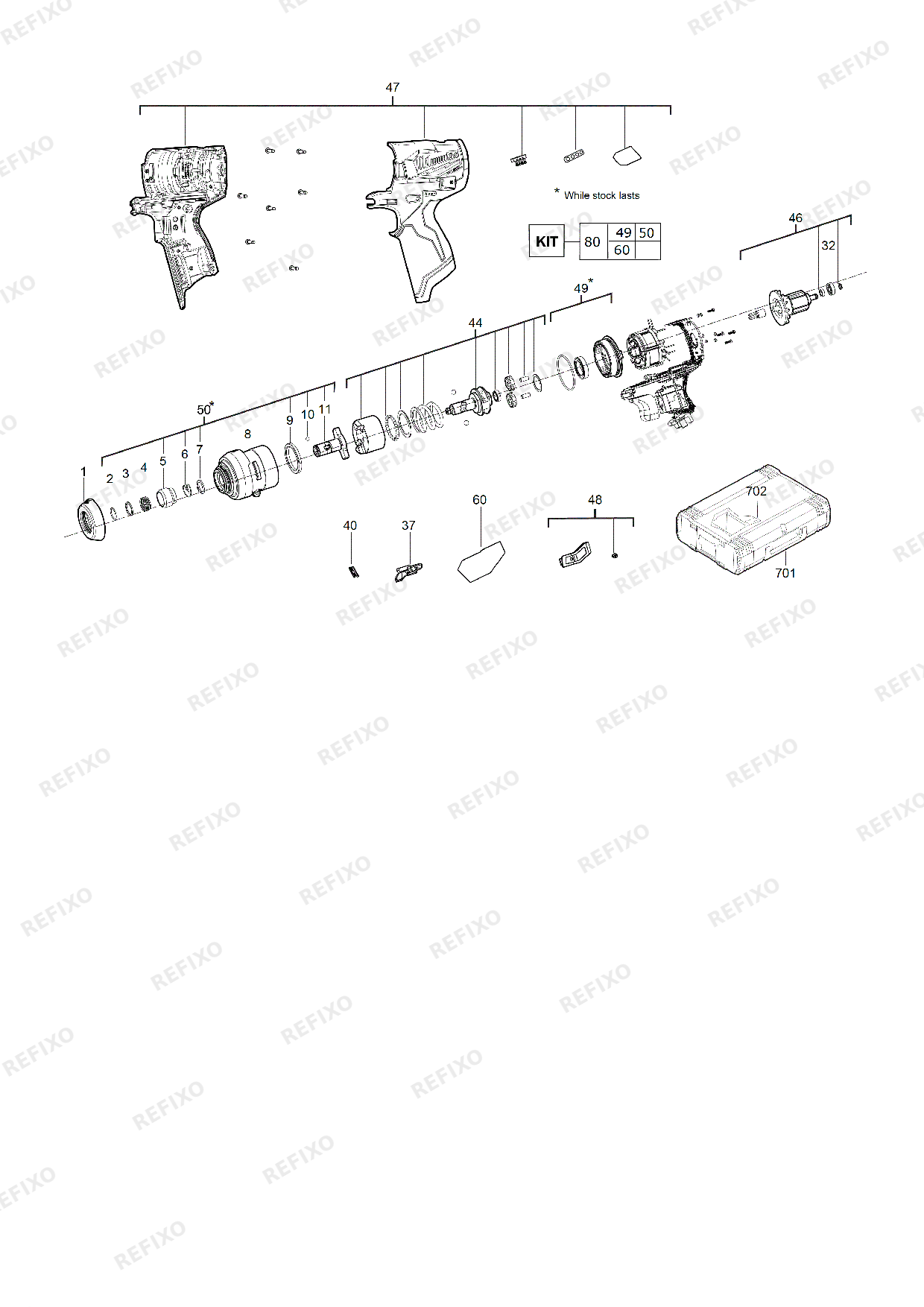 Деталировка MILWAUKEE M12FID 0 4933459822 4000467033 — схема запчастей в разборе