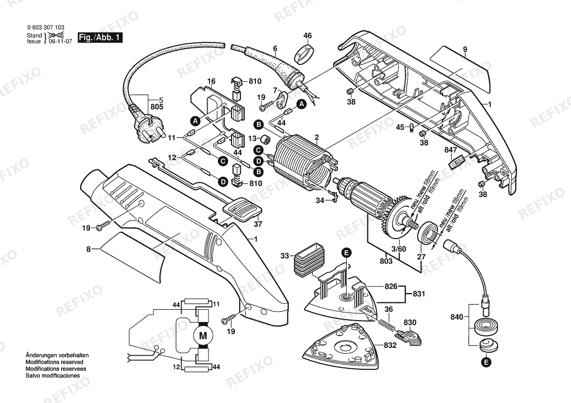 Деталировка Bosch Deltaschleifer PDA 10-92 | 100 V | 006 - JP (0 603 307 138) — схема запчастей в разборе