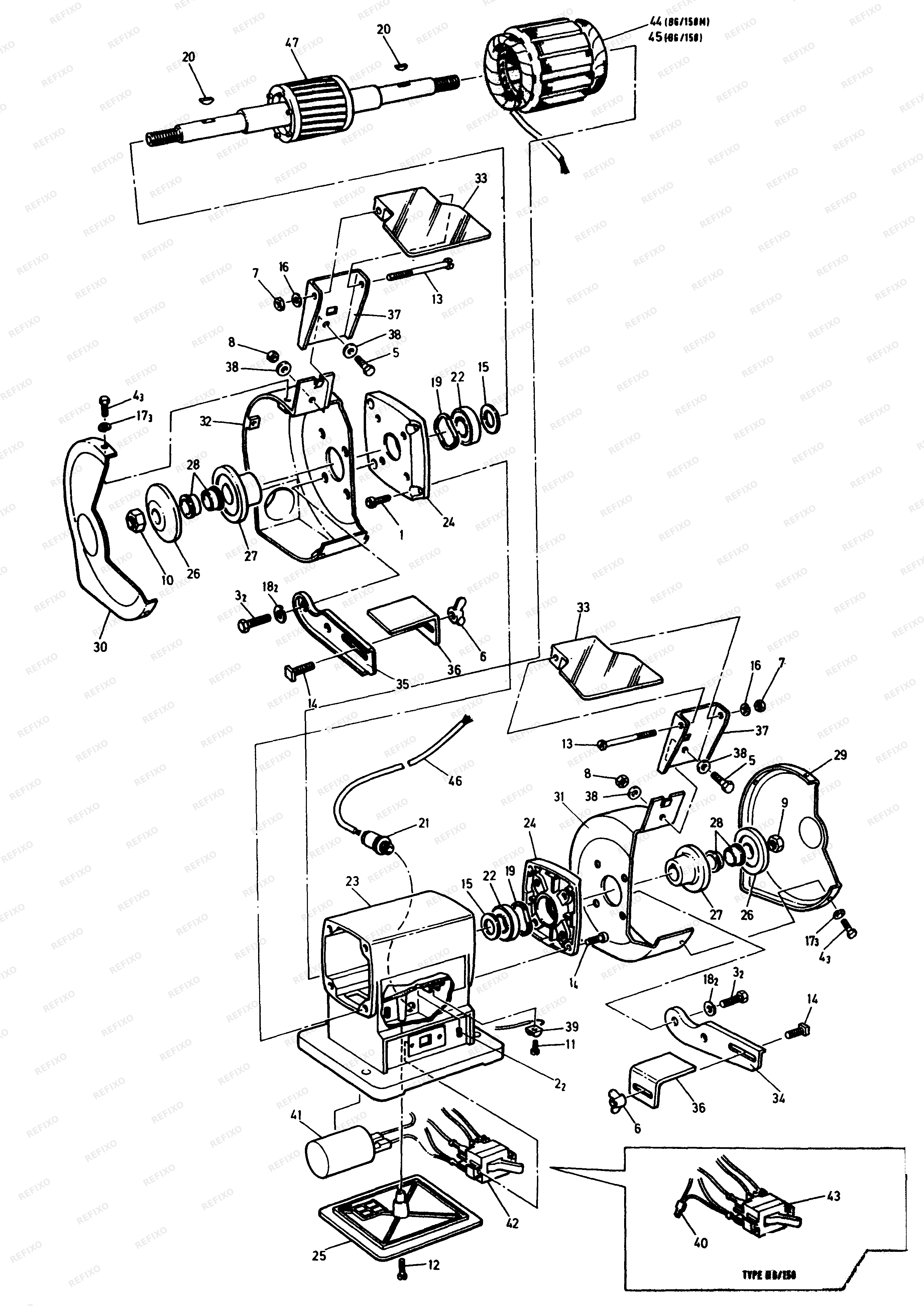 Black&Decker НАСТОЛЬНЫЙ ШЛИФОВАЛЬНЫЙ СТАНОК P7501 — схема запчастей