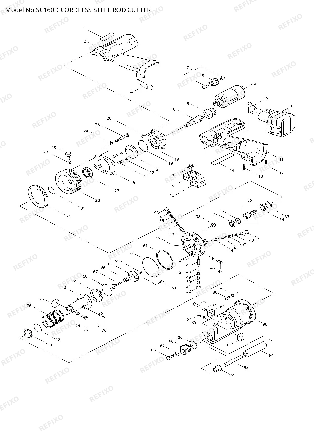 Деталировка MAKITA SC160D — схема запчастей в разборе
