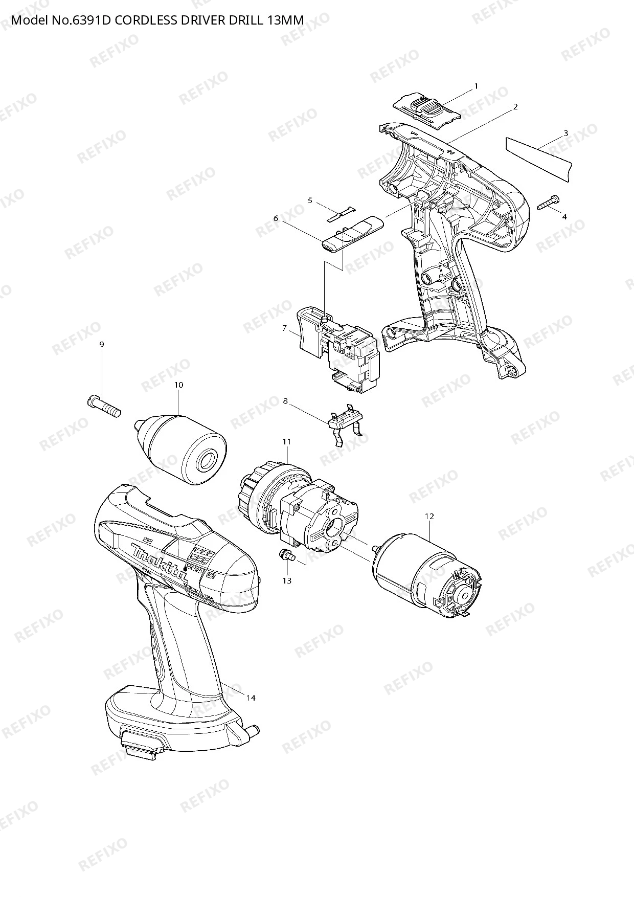 Деталировка MAKITA 6391D — схема запчастей в разборе