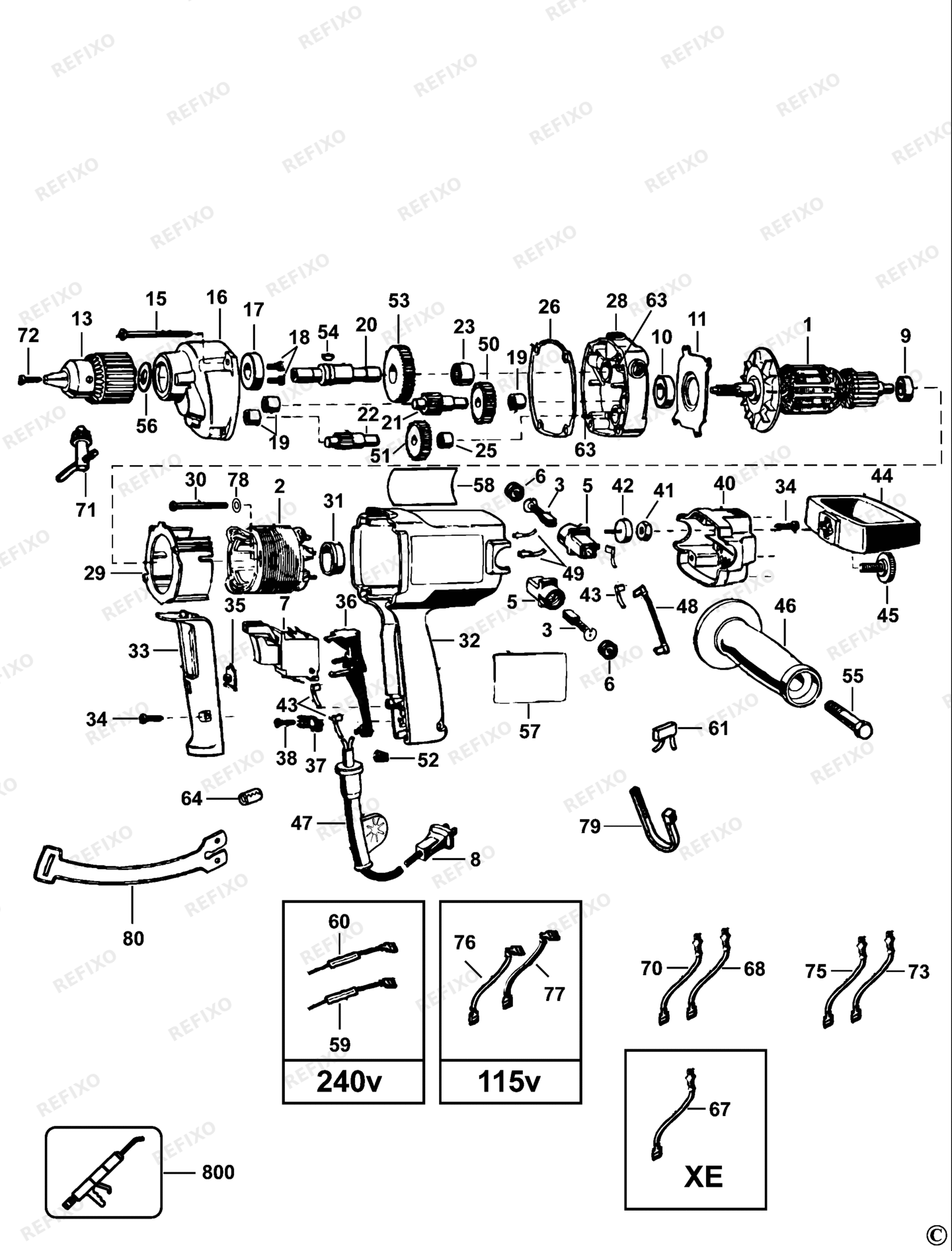 Деталировка DeWalt DW130-LX TYPE 2 MISCHER DW130-LX DW130 — схема запчастей в разборе