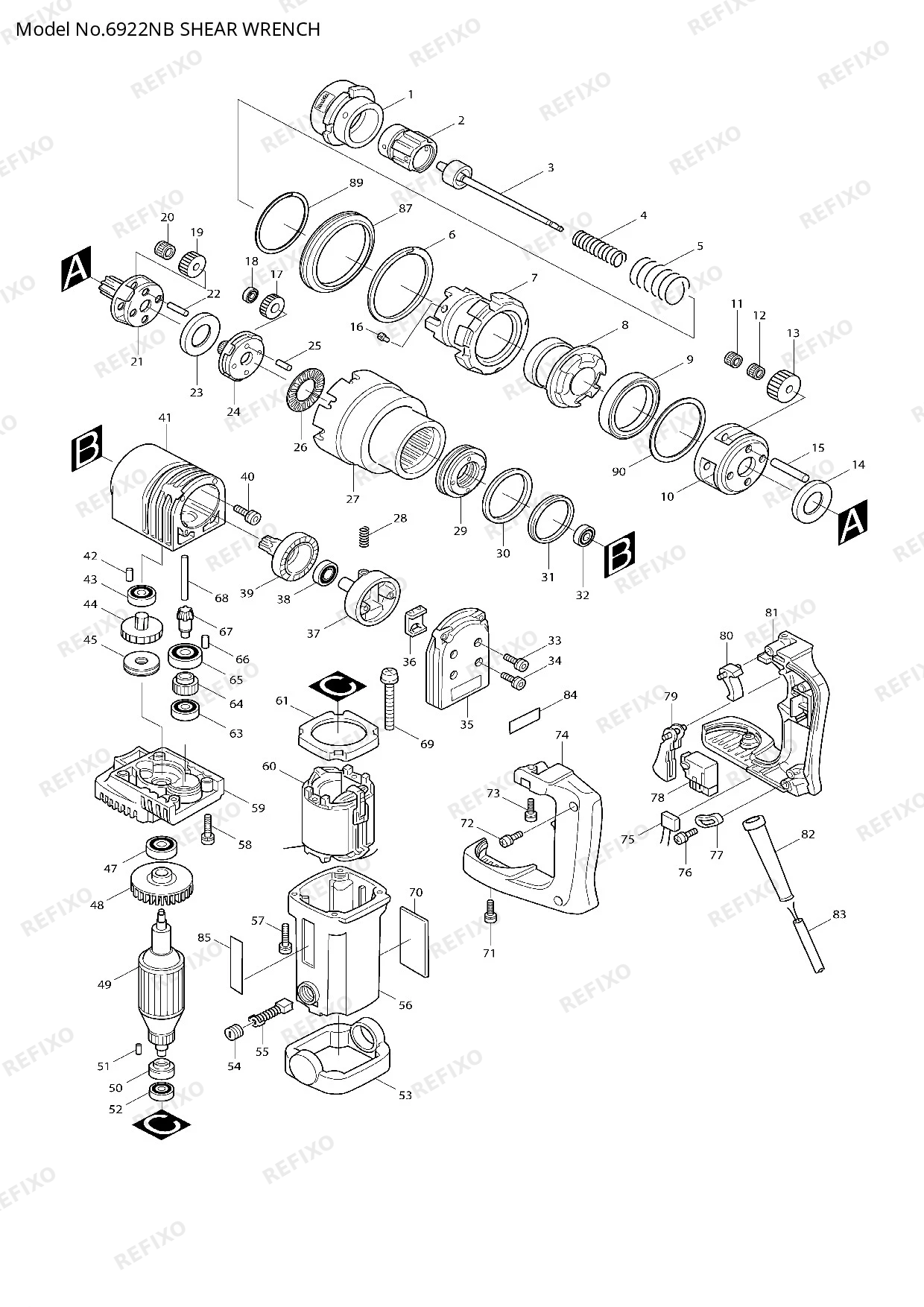 Деталировка MAKITA 6922NB — схема запчастей в разборе
