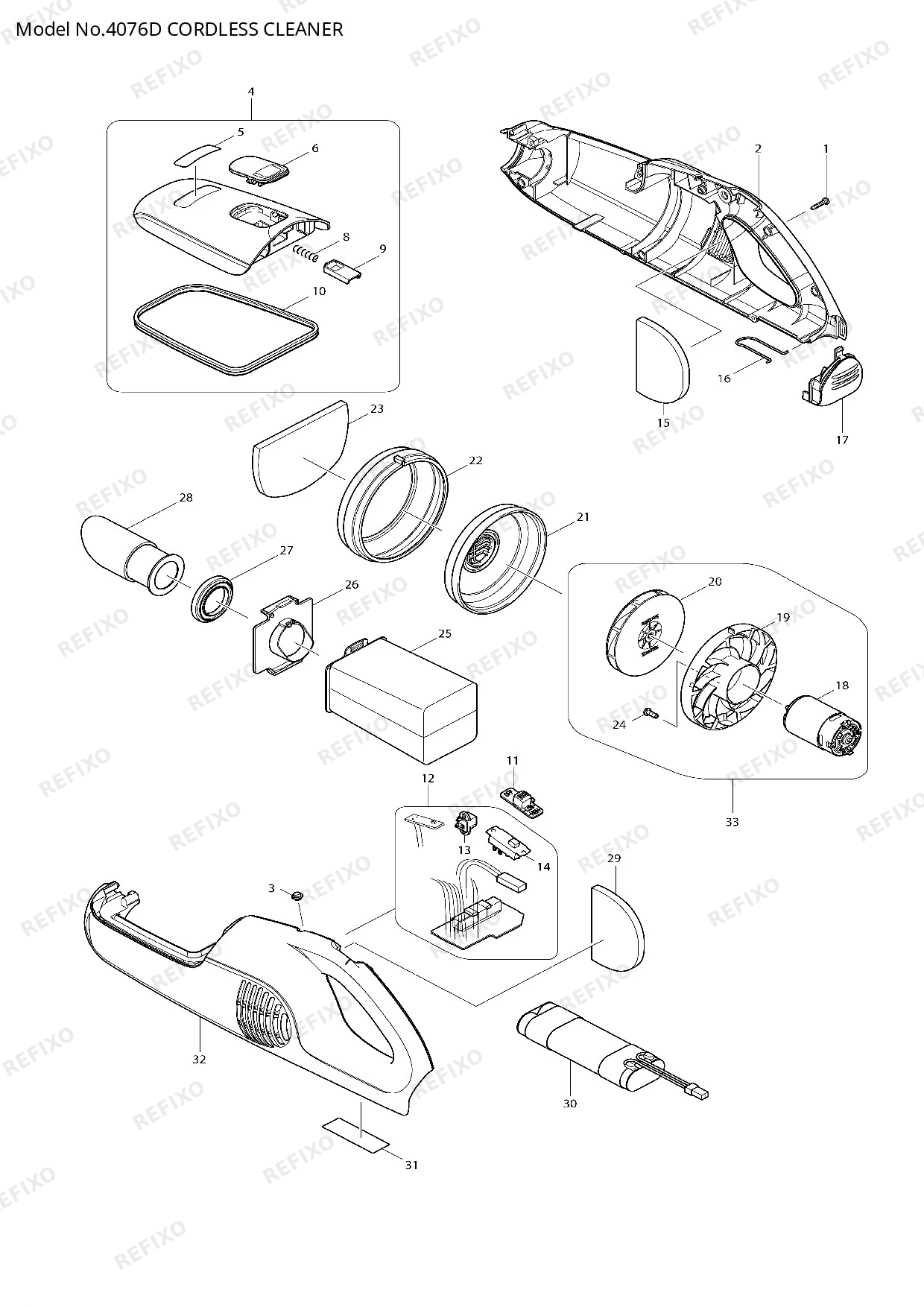 Деталировка MAKITA 4076D — схема запчастей в разборе