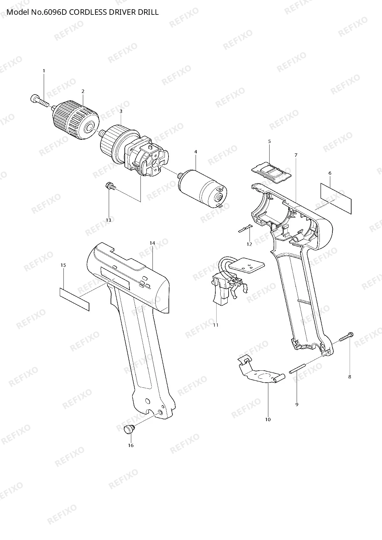 Деталировка MAKITA 6096D — схема запчастей в разборе