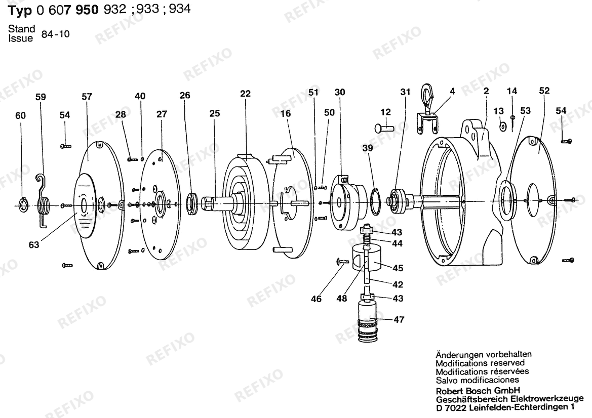 Деталировка Bosch Federzug DL (0 607 950 934) — схема запчастей в разборе