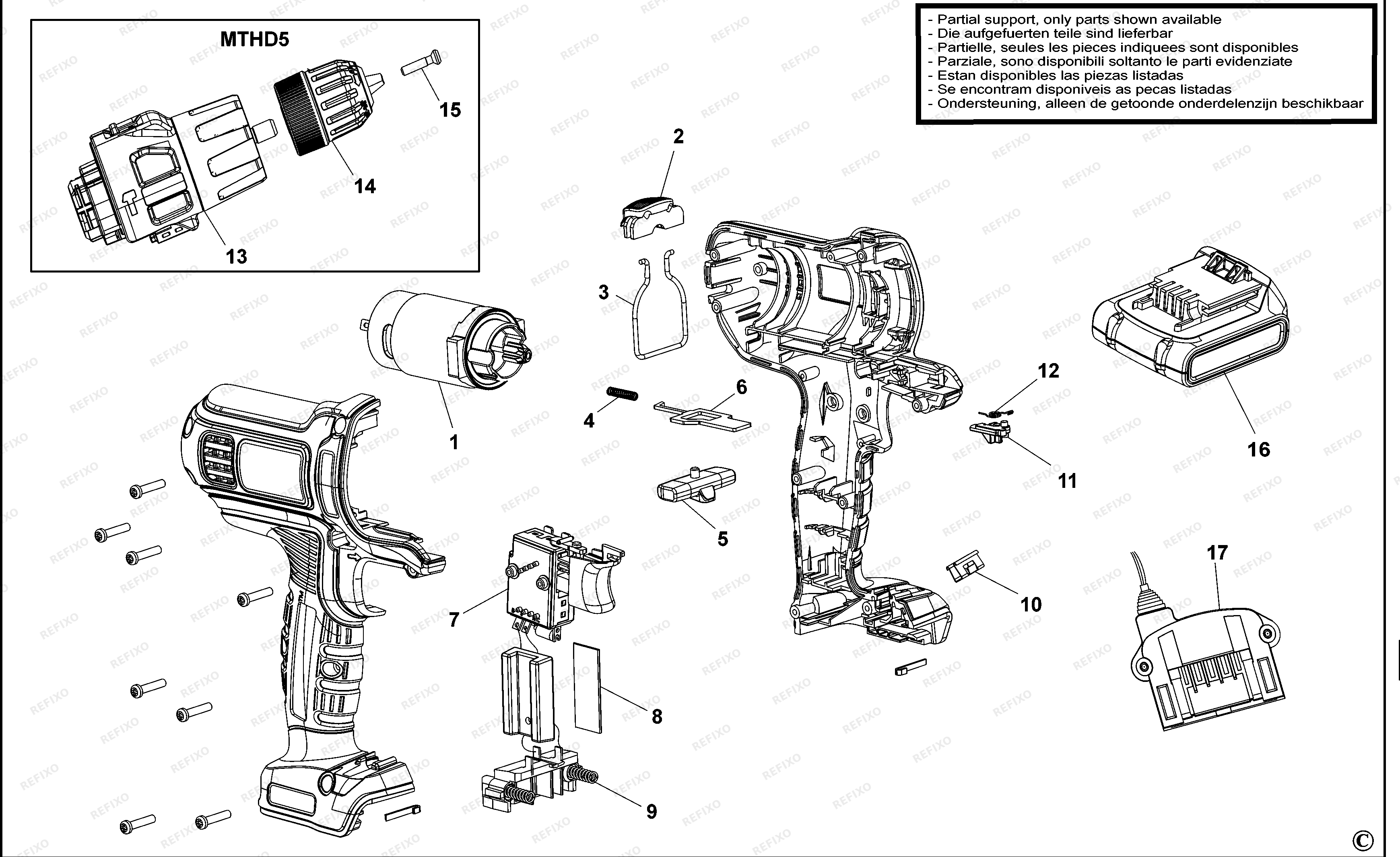 Black&Decker МНОГОФУНКЦИОНАЛЬНЫЙ ИНСТРУМЕНТ MT1435 — схема запчастей