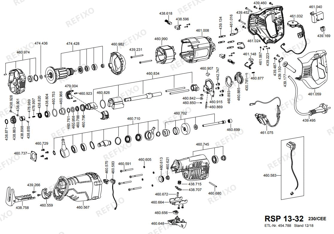 Деталировка Flex RSP 13-32 230CEE — схема запчастей в разборе