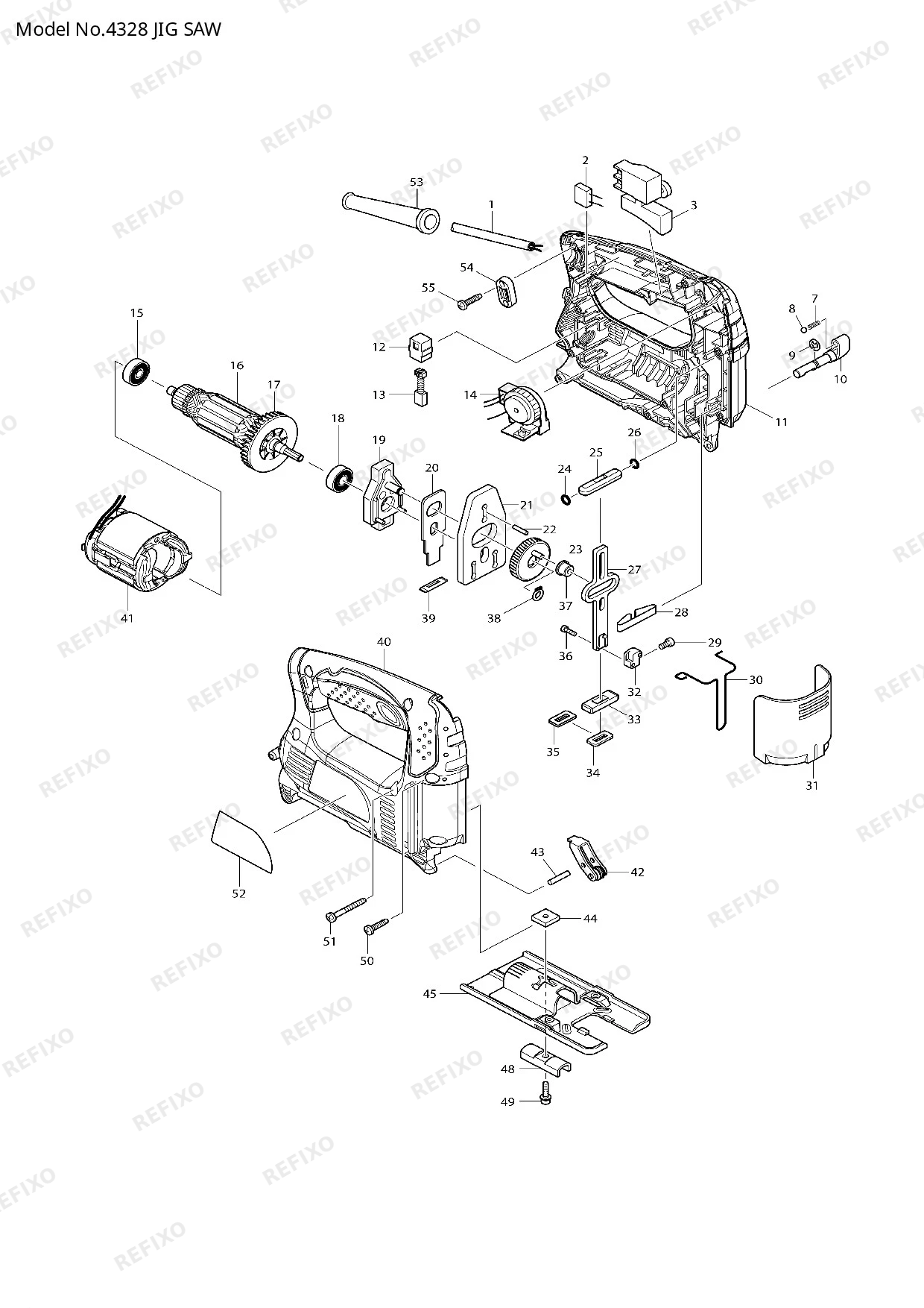 Деталировка MAKITA 4328 — схема запчастей в разборе