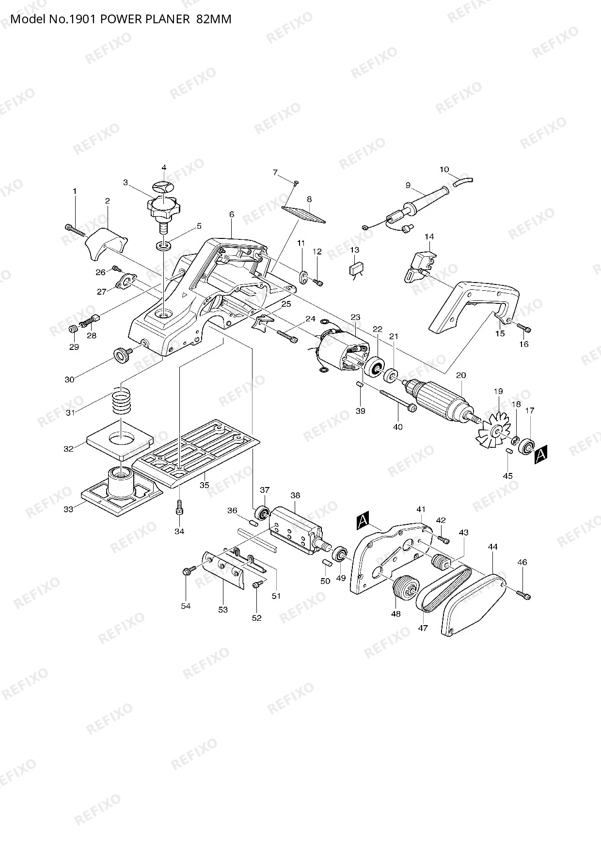 Деталировка MAKITA 1901 — схема запчастей в разборе