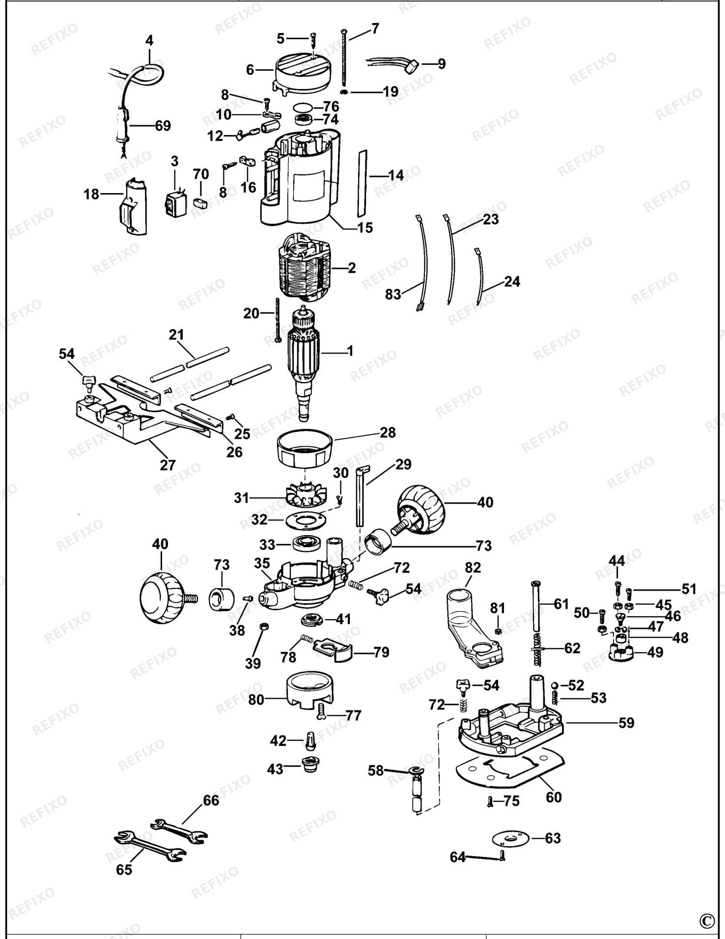 Деталировка DeWalt DW613-----C-DE TYPE 1 HOHLFRÄSER DW613-----C-DE DW613-----C — схема запчастей в разборе
