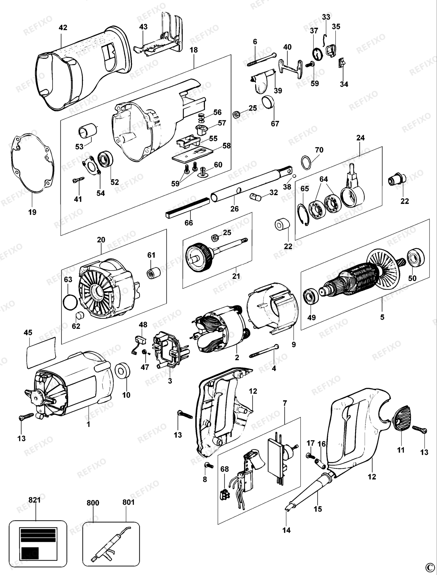 Деталировка DeWalt DW307-QS TYPE 1 CUTSAW DW307-QS DW307 — схема запчастей в разборе