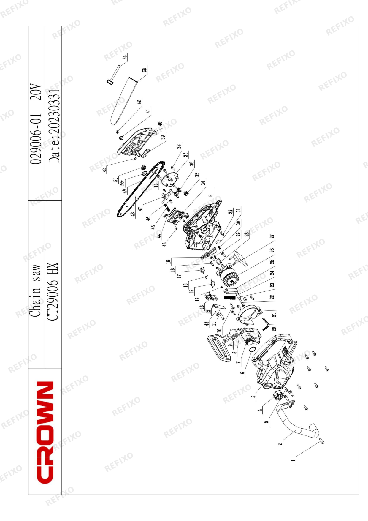 Деталировка CROWN CT29006HX — схема запчастей в разборе