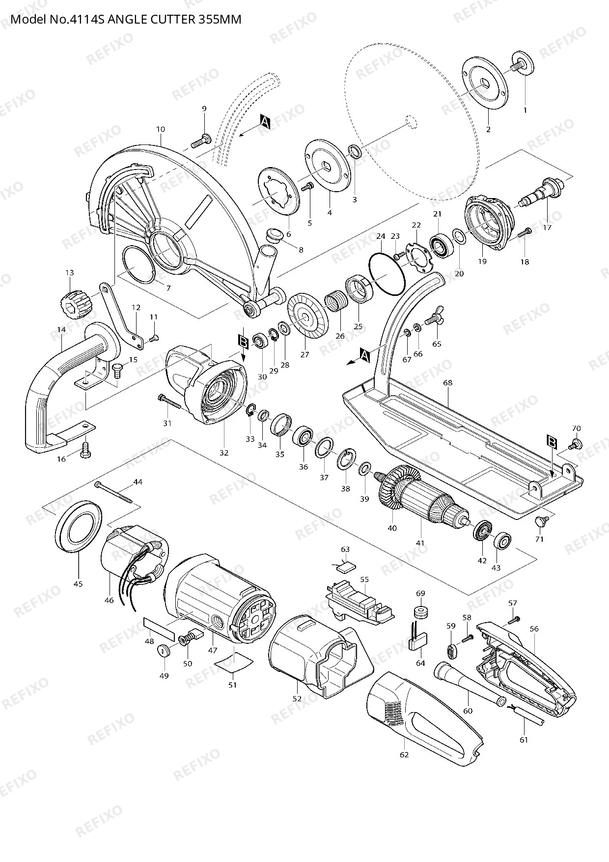 Деталировка MAKITA 4114S — схема запчастей в разборе